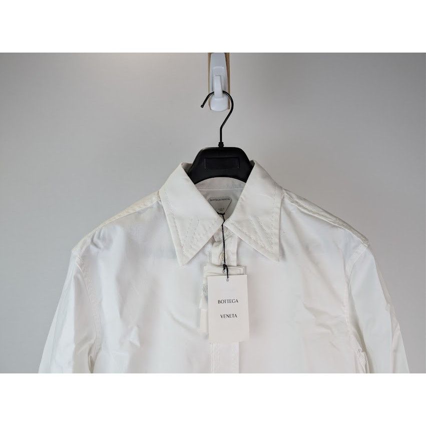 Bottega Veneta o1rshd1 Compact Cotton Canvas Shirt in White Size US S / EU 44-46 / 1 - 3 Thumbnail