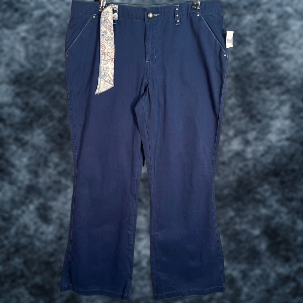 Vintage LIMITED Too Blue Cotton Flared Pants With Paisley Accent Womens Size 14 NEW Size 36" / US 14 / IT 50 - 1 Thumbnail