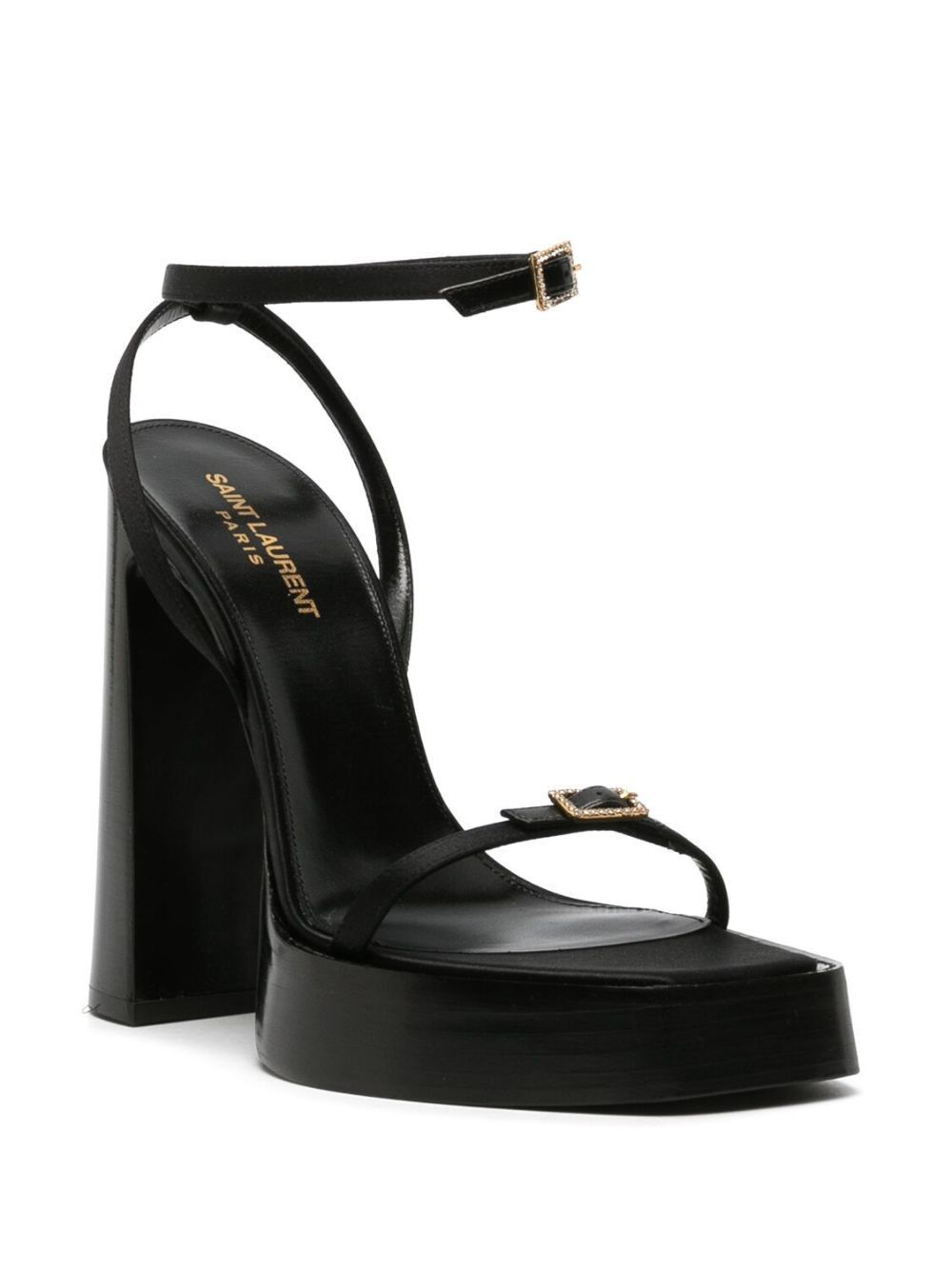 Saint Laurent Paris o1b1hav111224 Platz Platform Sandals in Black Size US 7 / IT 37 - 2 Thumbnail