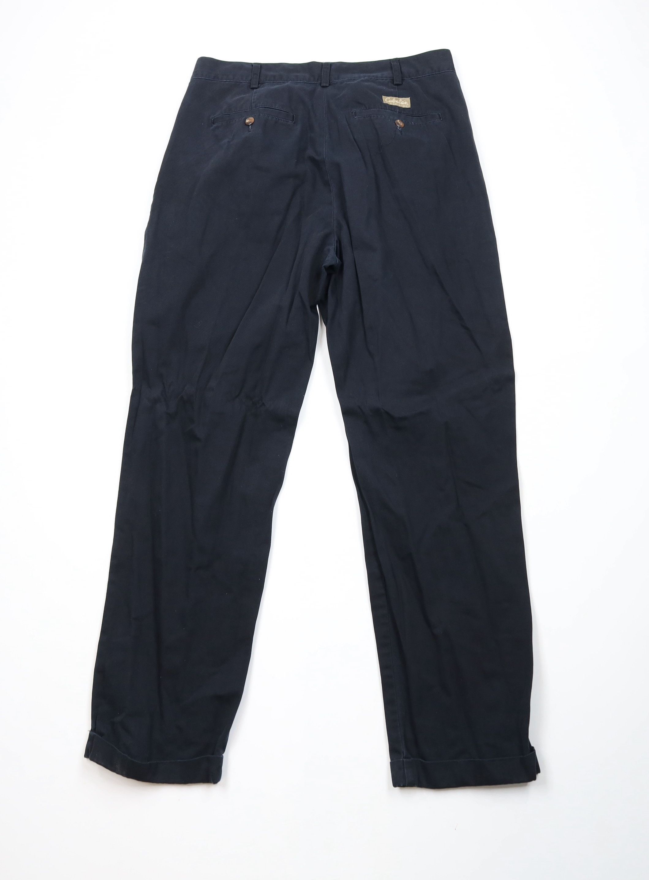 Cabelas × Vintage Vintage Cabelas Pleated Cuffed Straight Leg Chino Pants Navy Size US 36 / EU 52 - 10 Thumbnail