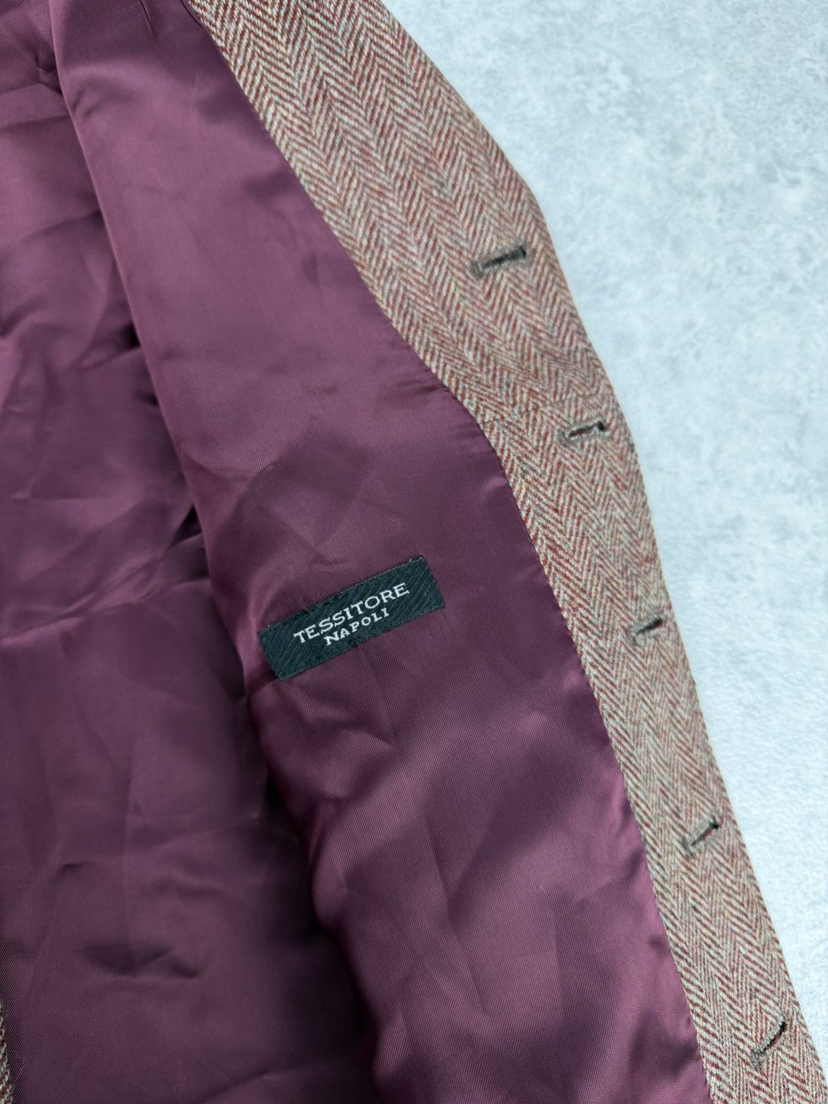 Other Tessitore Napoli Mens Wool Herringbone Vest Burgundy Size 42R - 8 Thumbnail