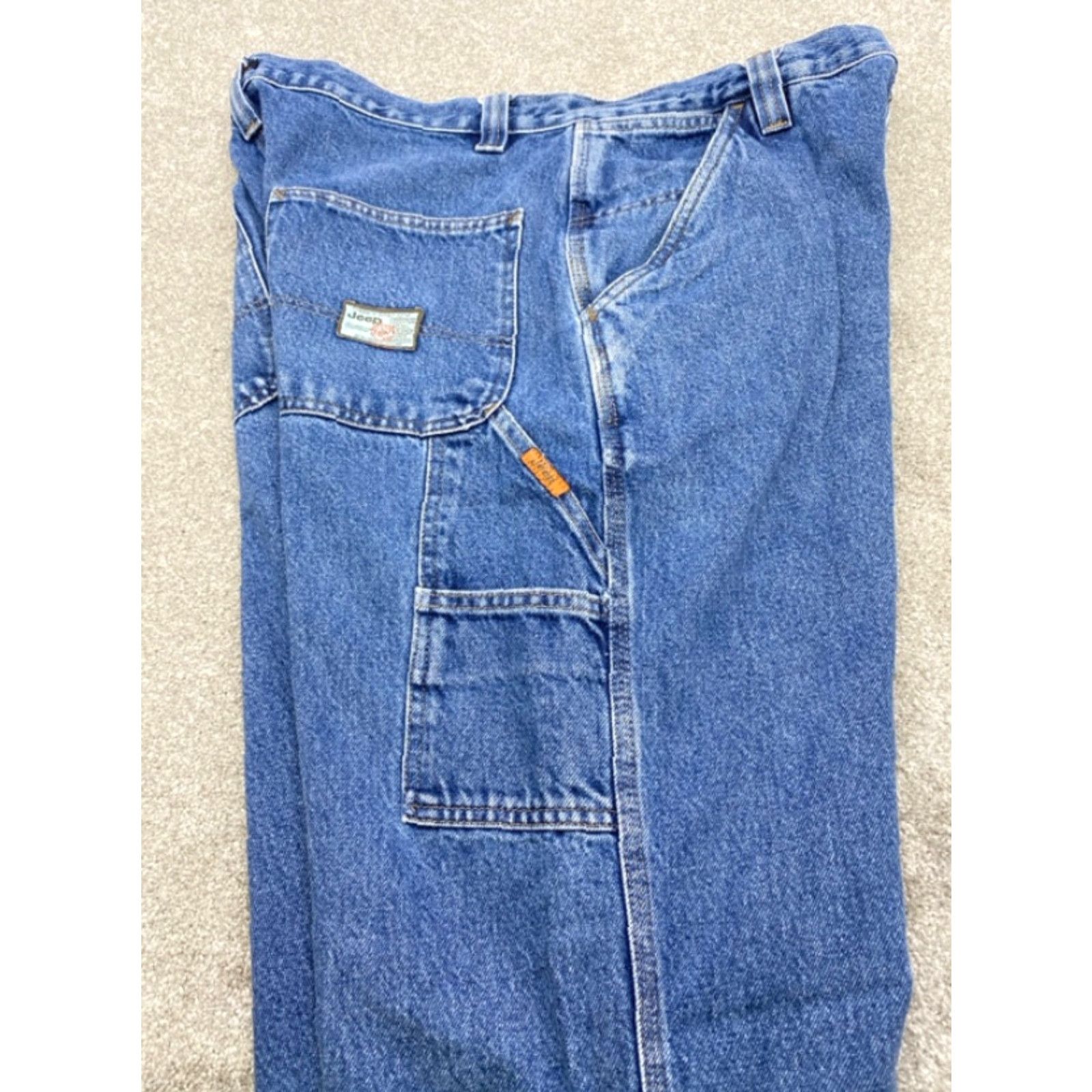Jeep Jeep Jeans Men's 36x34 Blue Denim Relaxed Fit Straight Leg HT Carpenter Jeans - 5-Pocket Design, Regular, 36x34, Cotton Denim, Denim, Jeep, Men Size US 36 / EU 52 - 4 Thumbnail