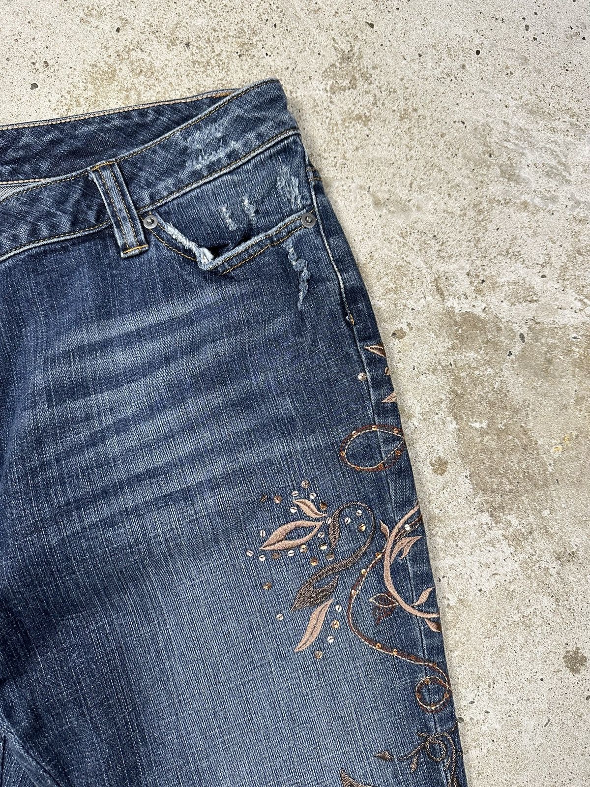 If Six Was Nine Vintage Y2K Flare Bootcut Rhinestones Denim Pants Jeans Size US 30 / EU 46 - 5 Thumbnail