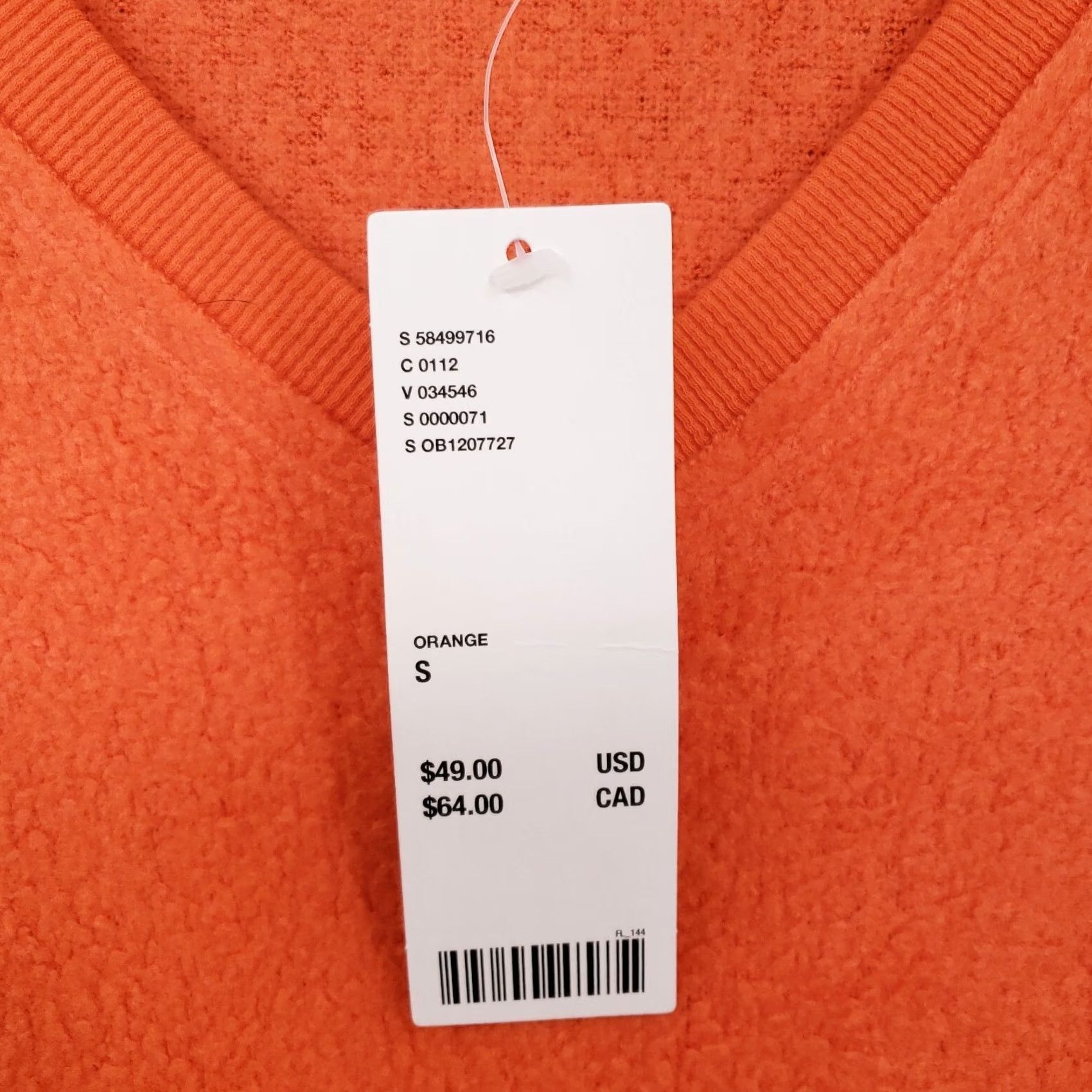 Urban Outfitters Urban Outfitters Sweatshirt Womens S Small Orange Fleece V Neck Long Sleeve NEW Size S / US 4 / IT 40 - 5 Thumbnail