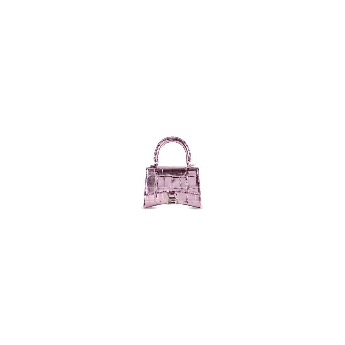 Balenciaga hourglass mini handbag with chain metallized crocodile embossed pink Size ONE SIZE - 1 Thumbnail