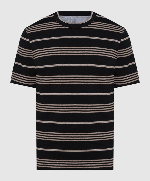 Brunello Cucinelli o1y0526 Crewneck T-Shirt in Black/Brown Size US XS / EU 42 / 0 - 1 Thumbnail
