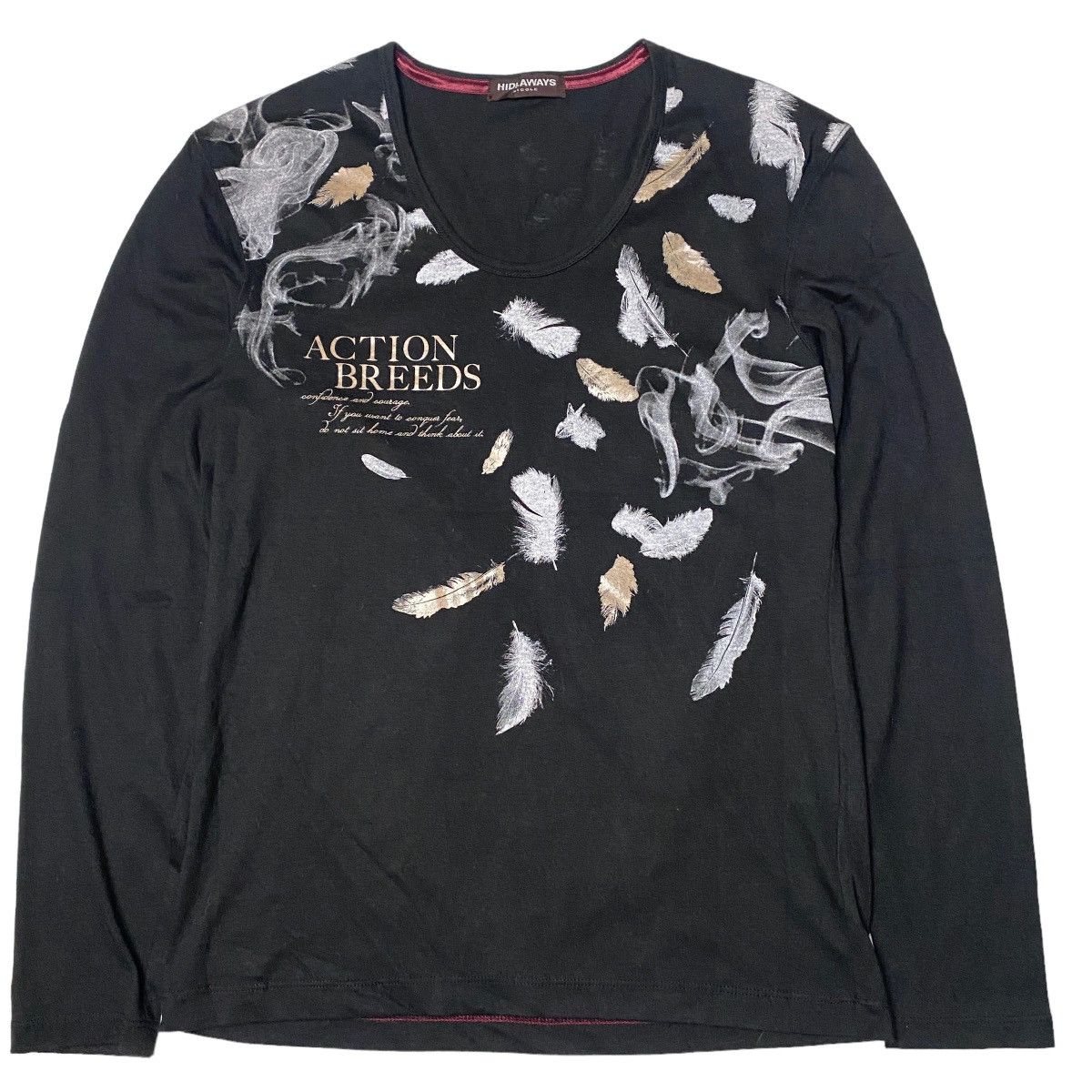 image of 14Th Addiction x 20471120 Hideaways Nicole Poem Feather Smoke Longsleeve in Black, Men's (Size XS)