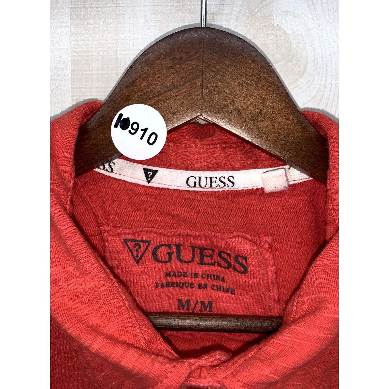 Guess GUESS Polo Shirt Mens Red Textured Cotton Pocket Front Short Sleeve Size US M / EU 48-50 / 2 - 2 Thumbnail