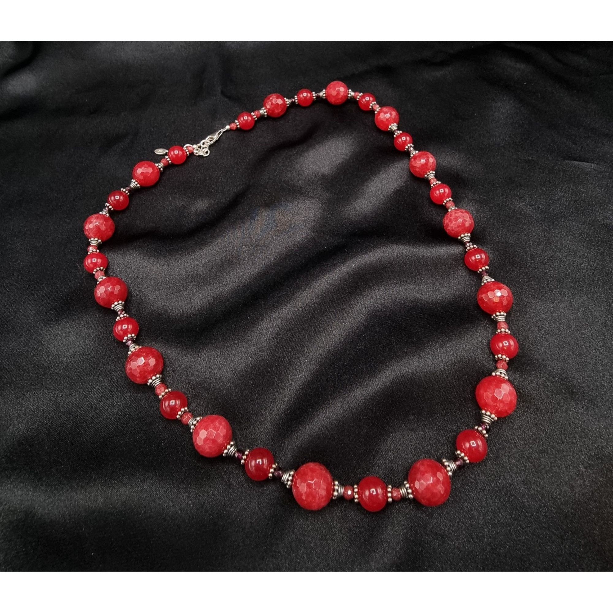 Vintage Rare Find Dyed Red Quartz Beaded BARSE Signed 925 Sterling S Size ONE SIZE - 2 Thumbnail