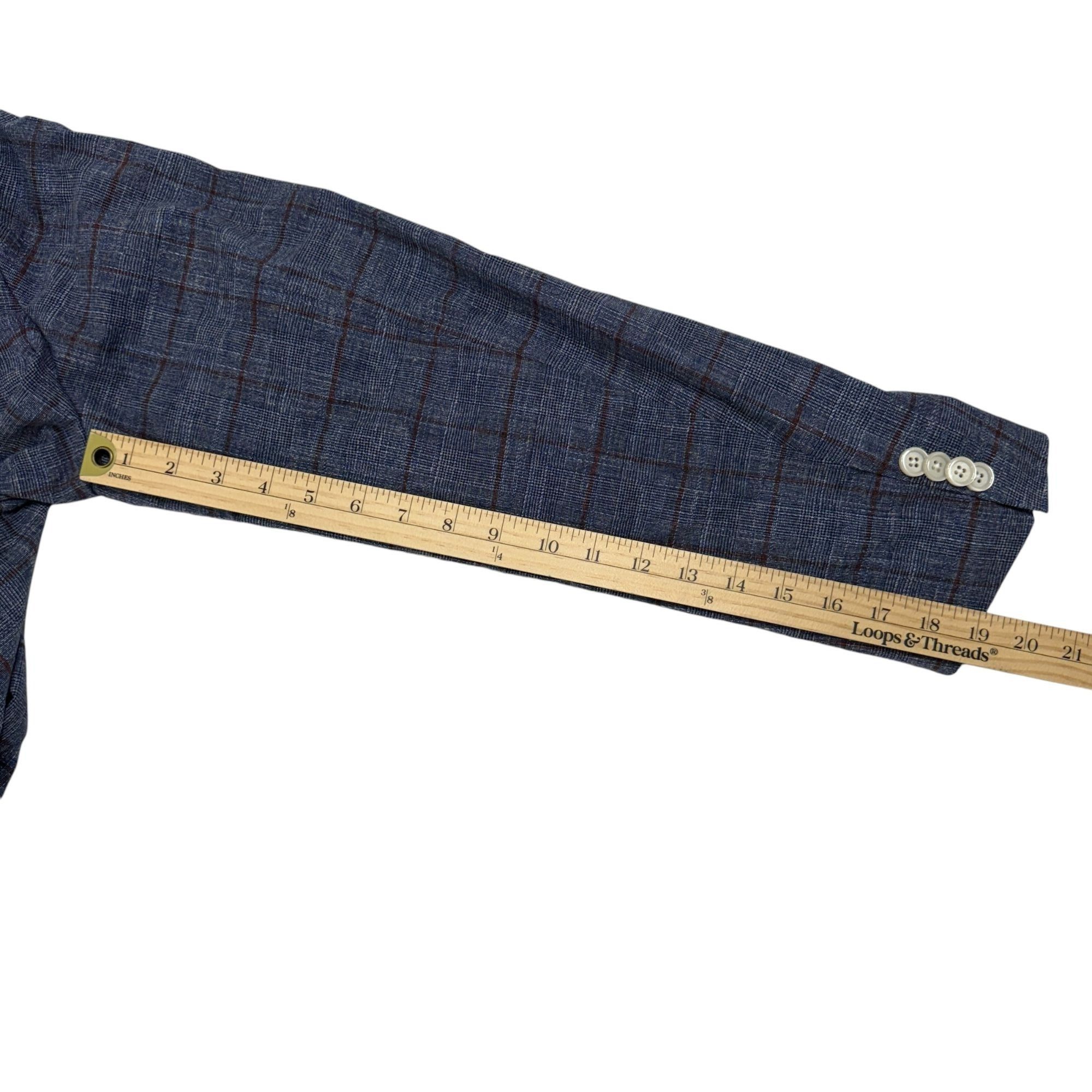 Hugo Boss Hugo Boss Slim-Fit Micro-Patterned Jacket Blue Checkered Lin Size US L / EU 52-54 / 3 - 12 Thumbnail