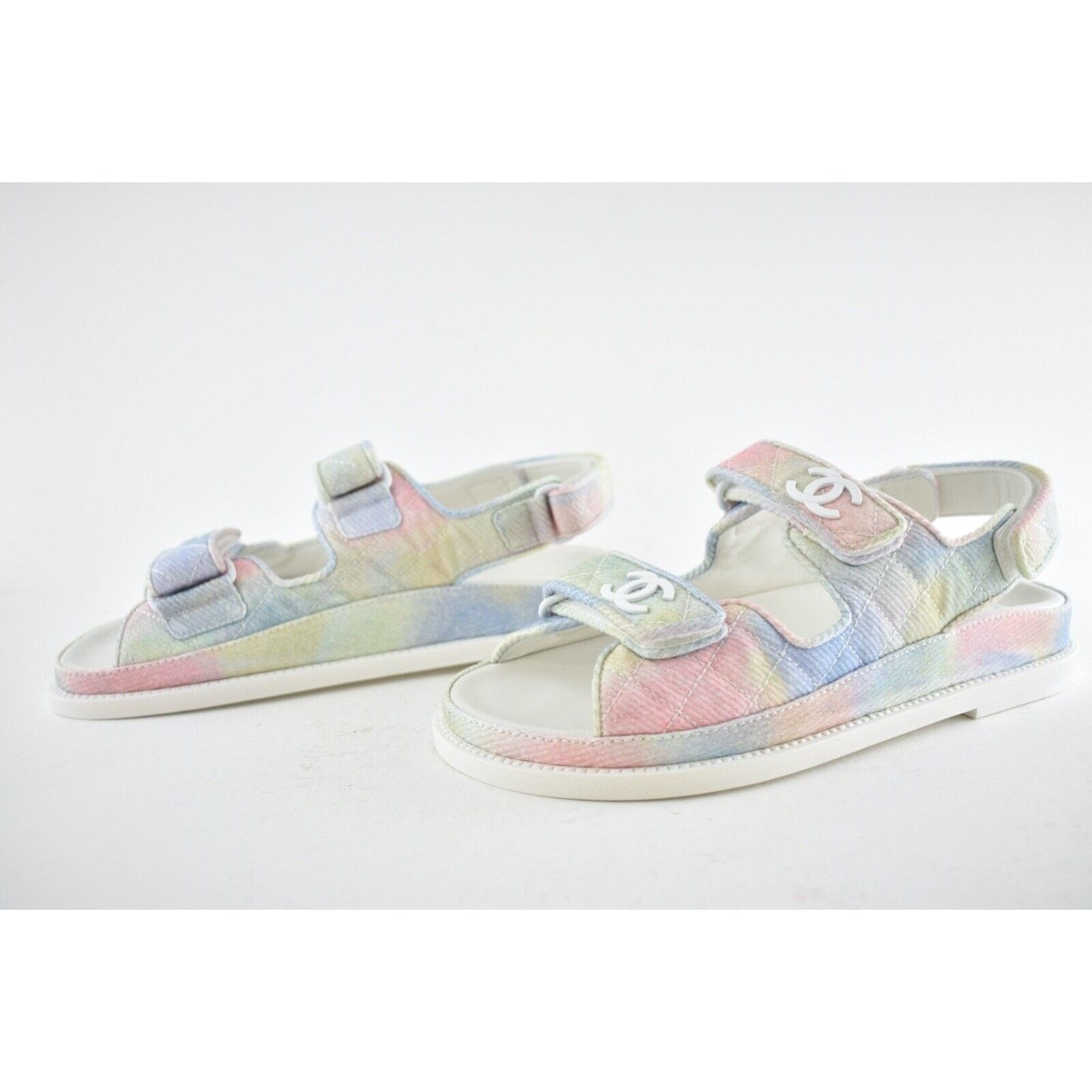Chanel Chanel 22C Green Pink Blue White CC Logo Mule Slide Strap Size US 6.5 / IT 36.5 - 10 Thumbnail