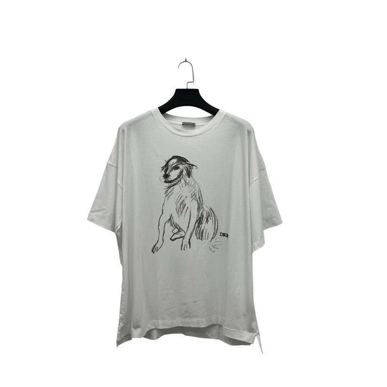 Dior Dior White Dog Sketch TShirt XL Size-2506 Size US XL / EU 56 / 4 - 2 Thumbnail