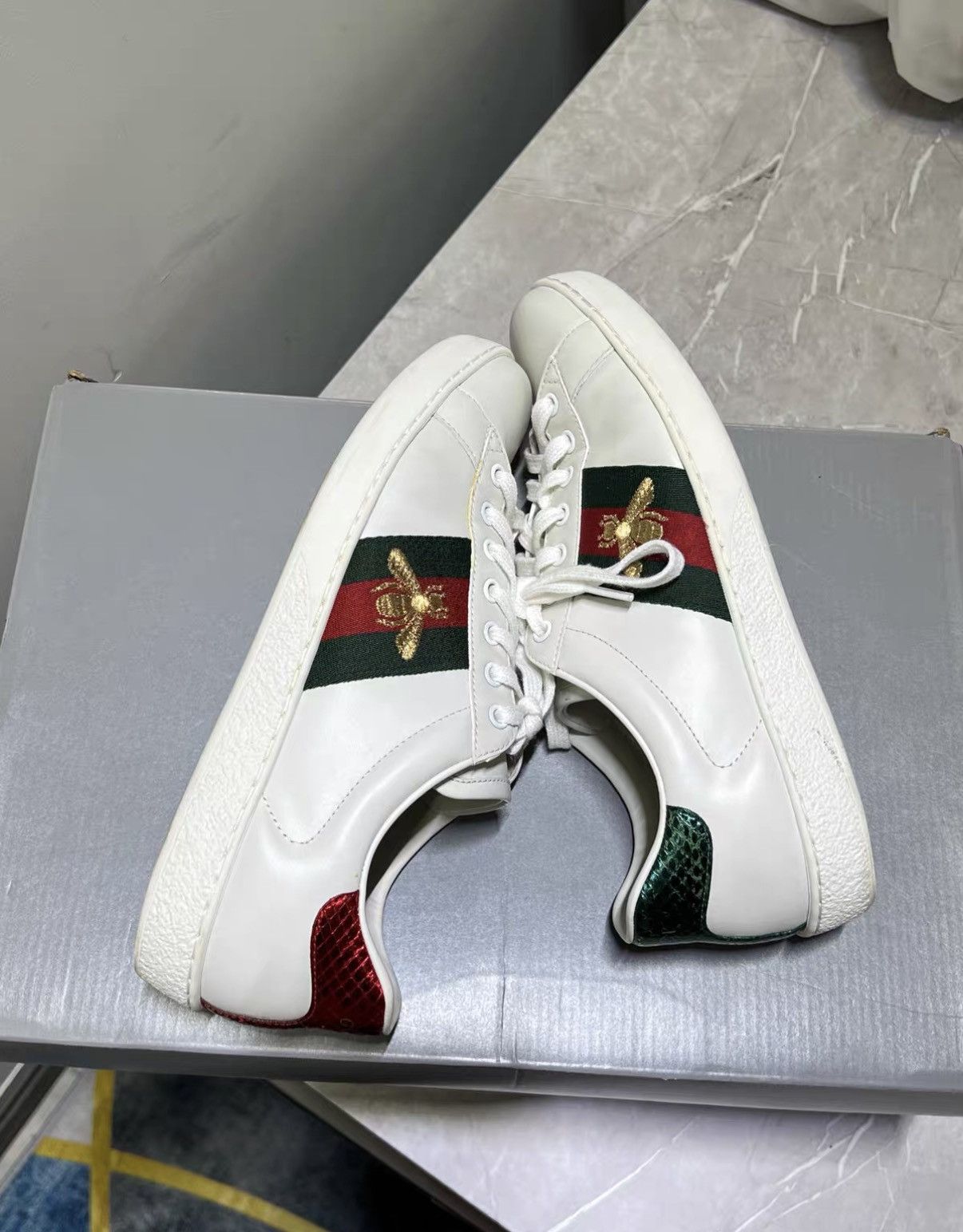 Gucci Gucci Ace White Green Bee Sneakers J42 Size US 8 / EU 41 - 3 Thumbnail