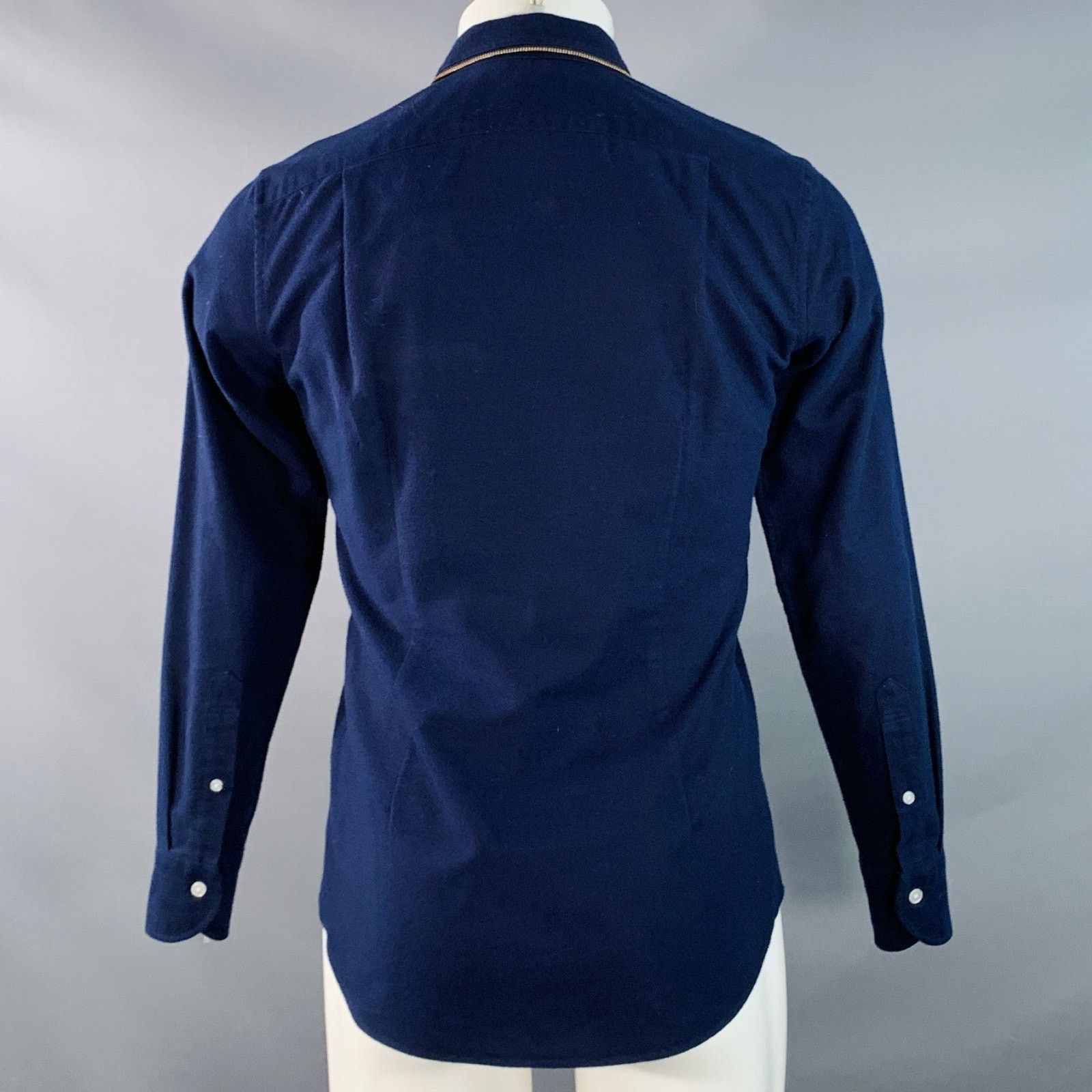 Kolor Size S Navy Gold Cotton Contrast Trim Long Sleeve Shirt Size US S / EU 44-46 / 1 - 4 Thumbnail