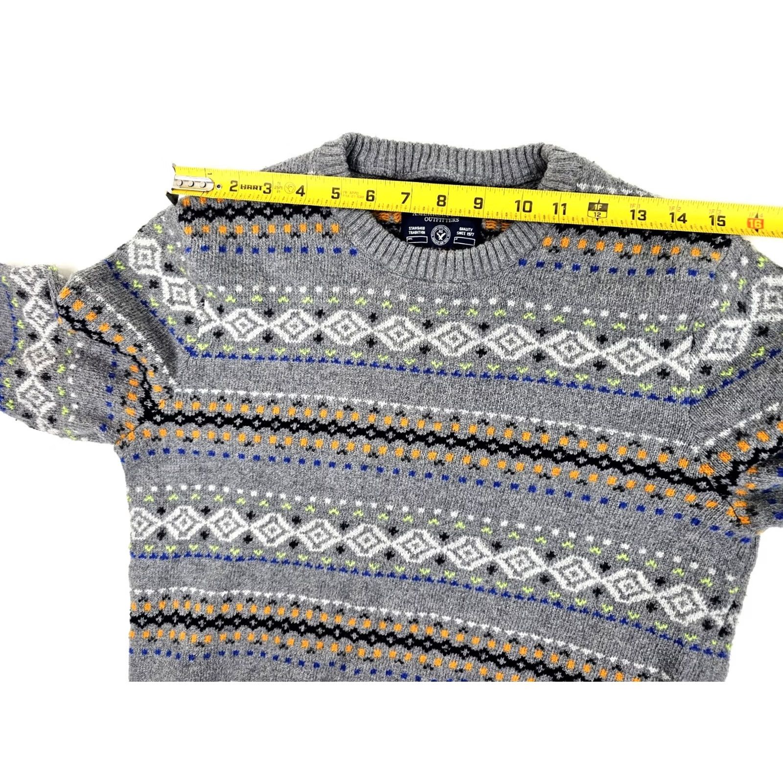 American Eagle Outfitters American Eagle Outfitters Fair Isle Knit Sweater Men M Cotton Rabbit Hair Athletic Fit Pullover Crewneck Gray Long Sleeve Vintage No EUC Size US M / EU 48-50 / 2 - 6 Thumbnail