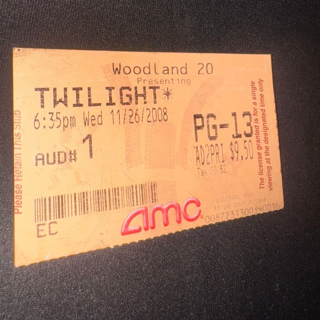 Vintage 2008 Twilight Movie Release AMC Movie Ticket Stub Orange Red Size ONE SIZE - 2 Thumbnail