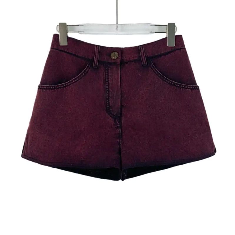 Chanel Chanel XS Dark Purple Cotton Women's Shorts 0089 Size 22" - 1 Thumbnail