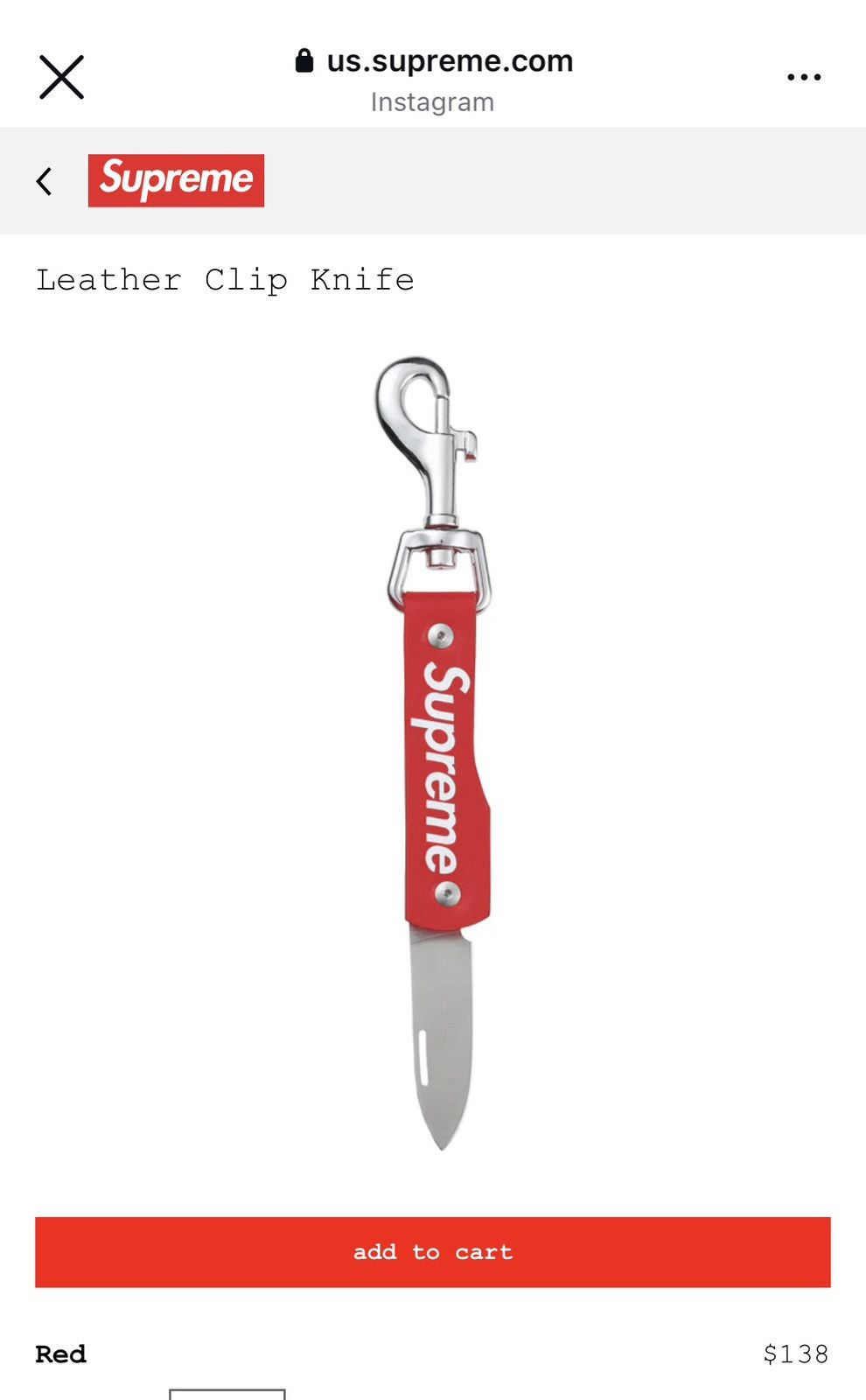 Supreme Leather clip knife Size ONE SIZE - 1 Thumbnail