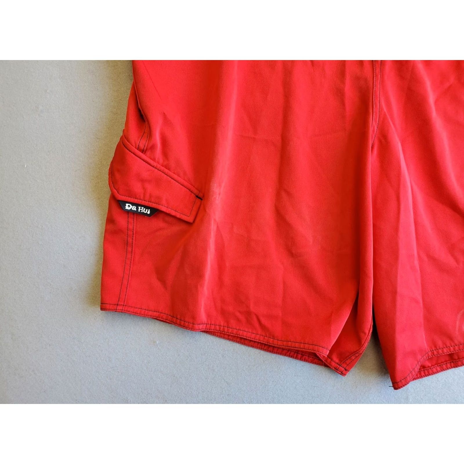 Vintage Da Hui Red Flat Front Beach Surf Casual Board Shorts Swim Trunks Mens 42 Size US 42 / EU 58 - 3 Thumbnail