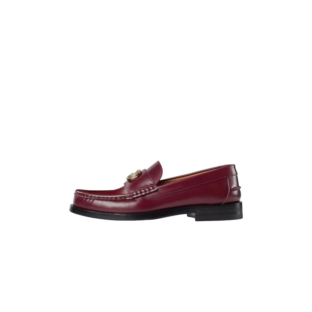 Gucci oc11z0126 Women's Loafer With Double G in Burgundy Size US 5 / IT 35 - 1 Thumbnail