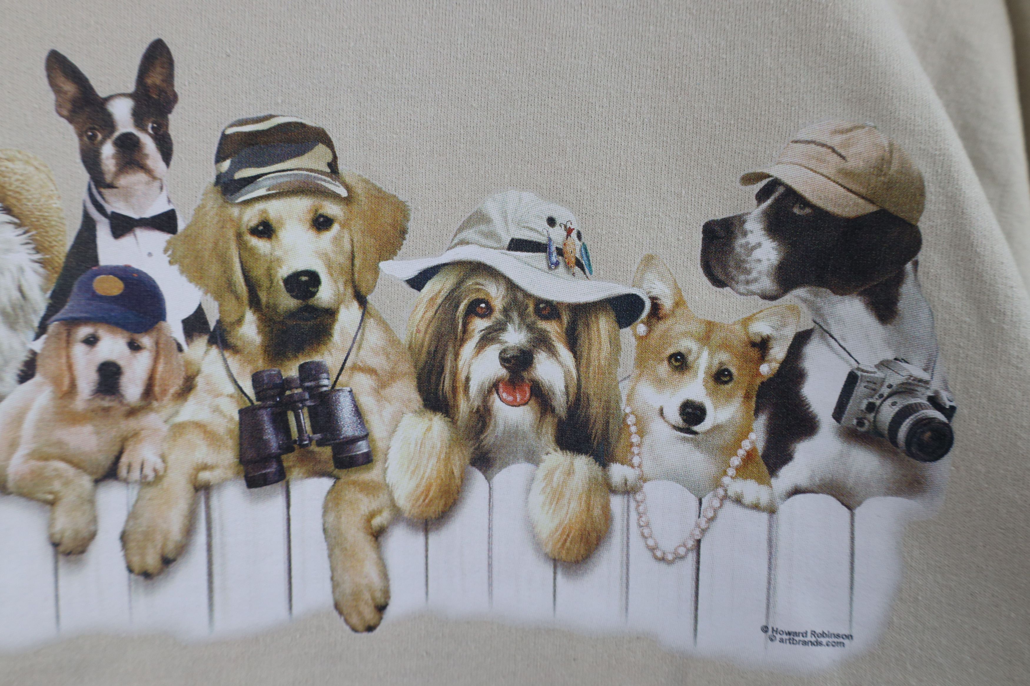 Vintage Vintage 90s Streetwear Puppy Crewneck Sweatshirt Beige Tan Size US XXL / EU 58 / 5 - 7 Thumbnail