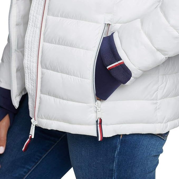 Tommy Hilfiger Tommy Hilfiger Womens White Navy Blue Puffer Zip Up Jacket Size XS / US 0-2 / IT 36-38 - 5 Thumbnail