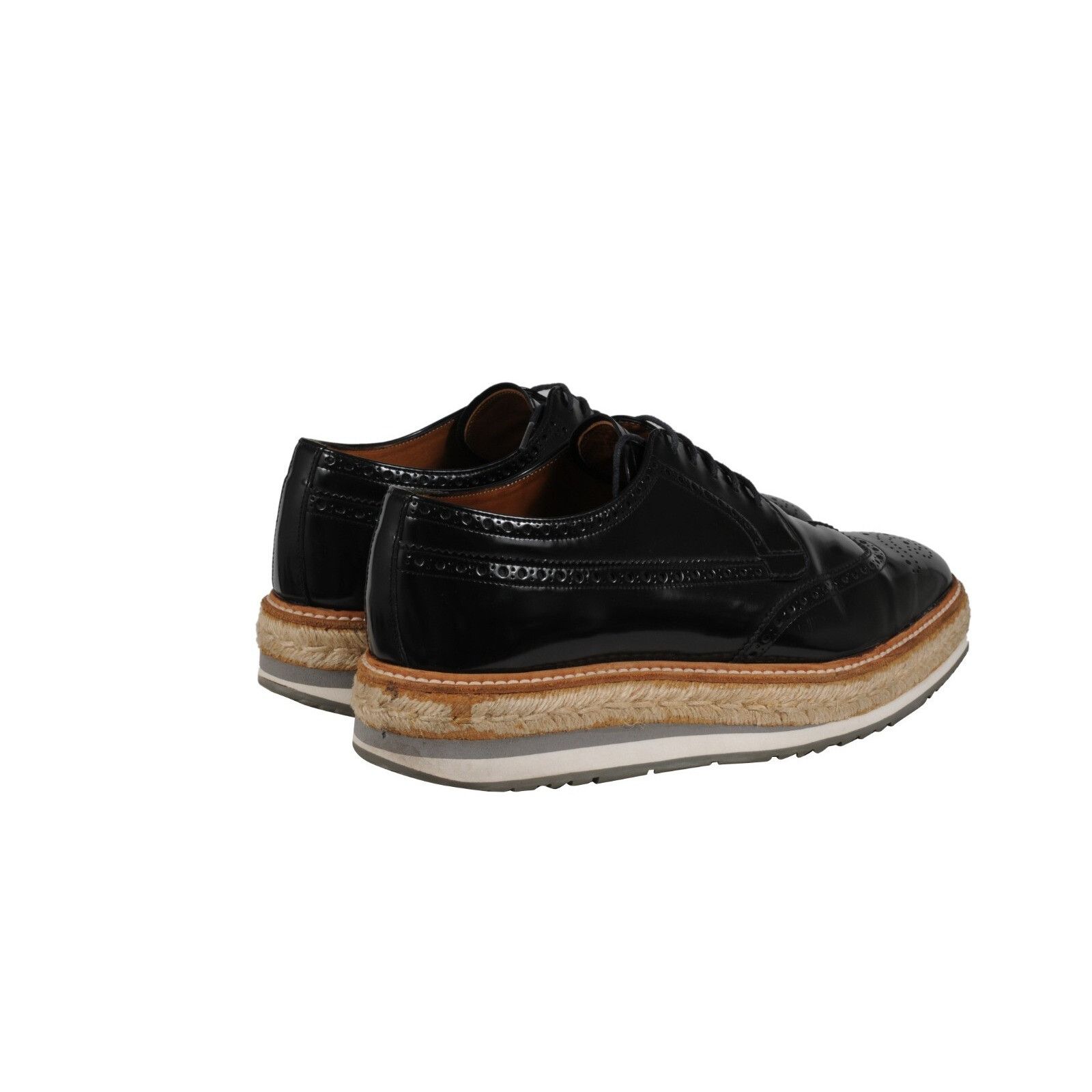 Prada Platform Brogue Black Leather Wingtip - 02481 Size US 8.5 / EU 41-42 - 3 Thumbnail