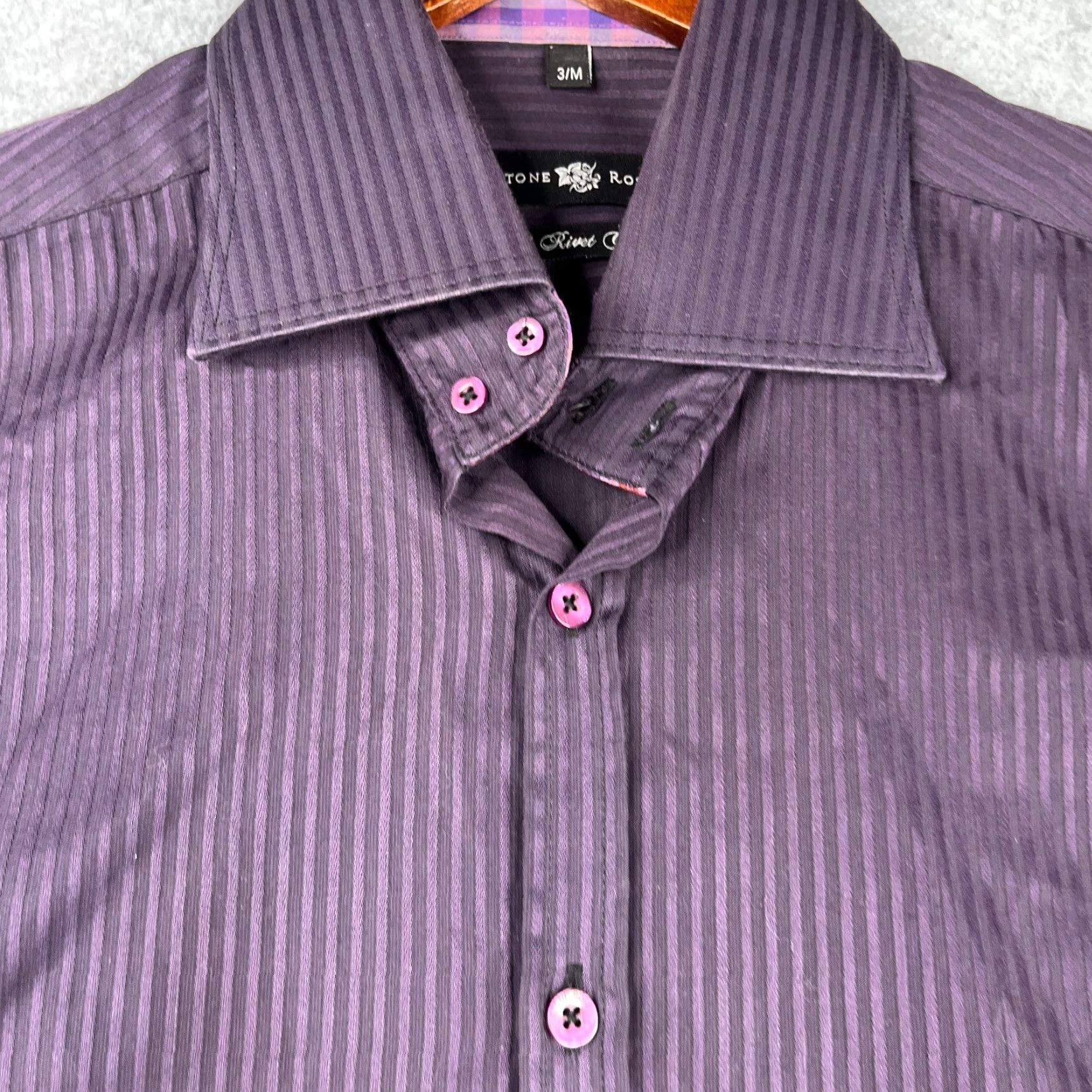 Vintage Stone Rose Black Rivet Collection Shirt M Purple Stiped Button Up Long Sleeve Size US M / EU 48-50 / 2 - 5 Thumbnail