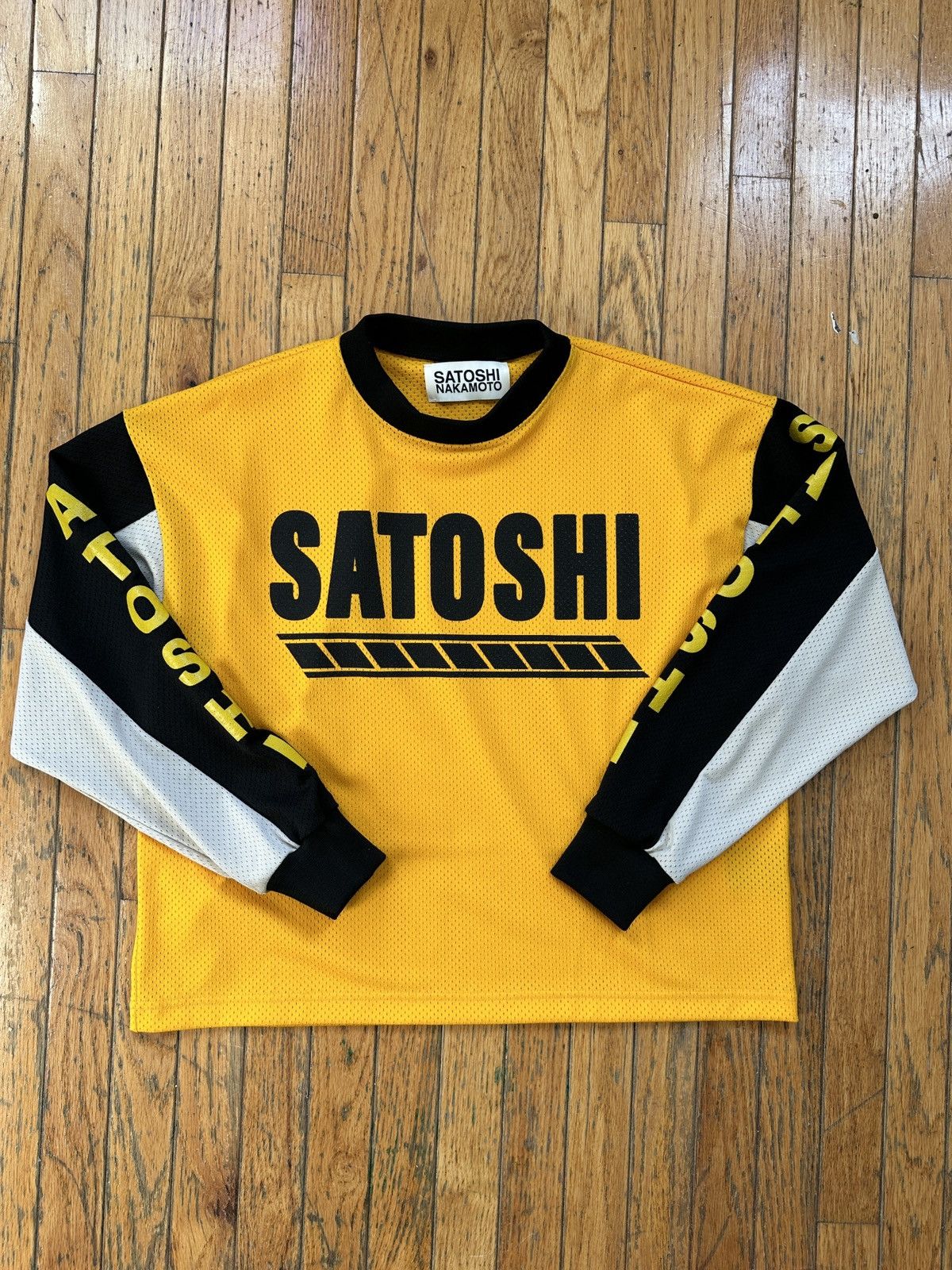 image of Satoshi Nakamoto Moto Jersey - in Yellow, Men's (Size Small)