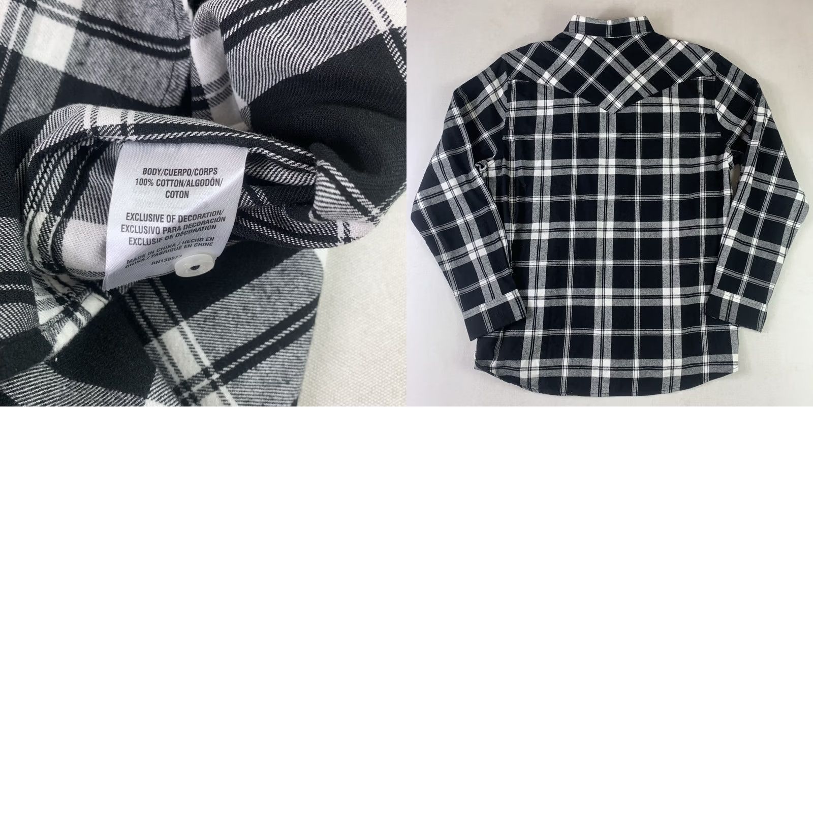 Vintage Boot Barn Shirt Plaid Flannel Pearl Snap Mens XL NWOT Black White Size US XL / EU 56 / 4 - 8 Thumbnail