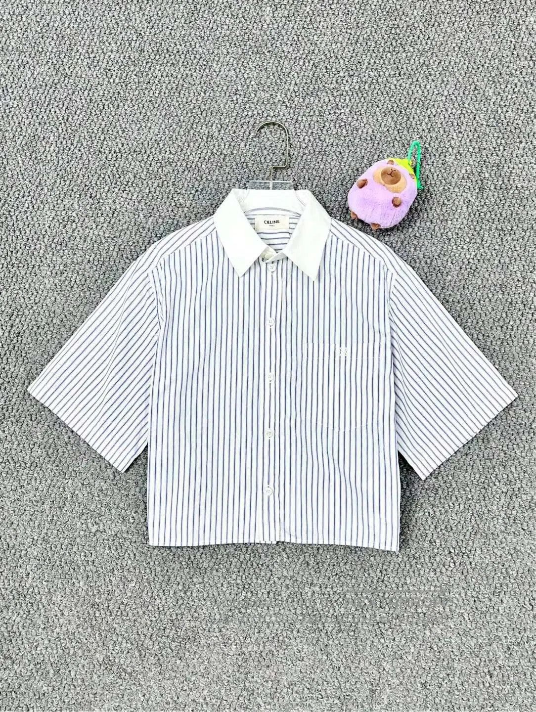 Celine CELINE White and Blue Color Block Stripe Embroidery Letter Size XS / US 0-2 / IT 36-38 - 1 Thumbnail