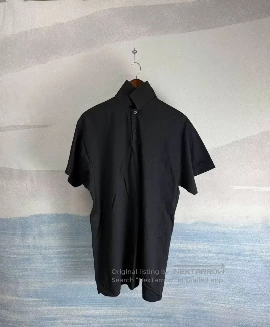 Balenciaga Black Lock Buckle Embroidered Polo.