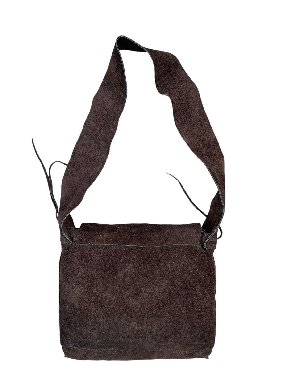 Japanese Brand Vintage Unknown Japan Brand Brown Suede Leather Bag Size ONE SIZE - 13 Thumbnail