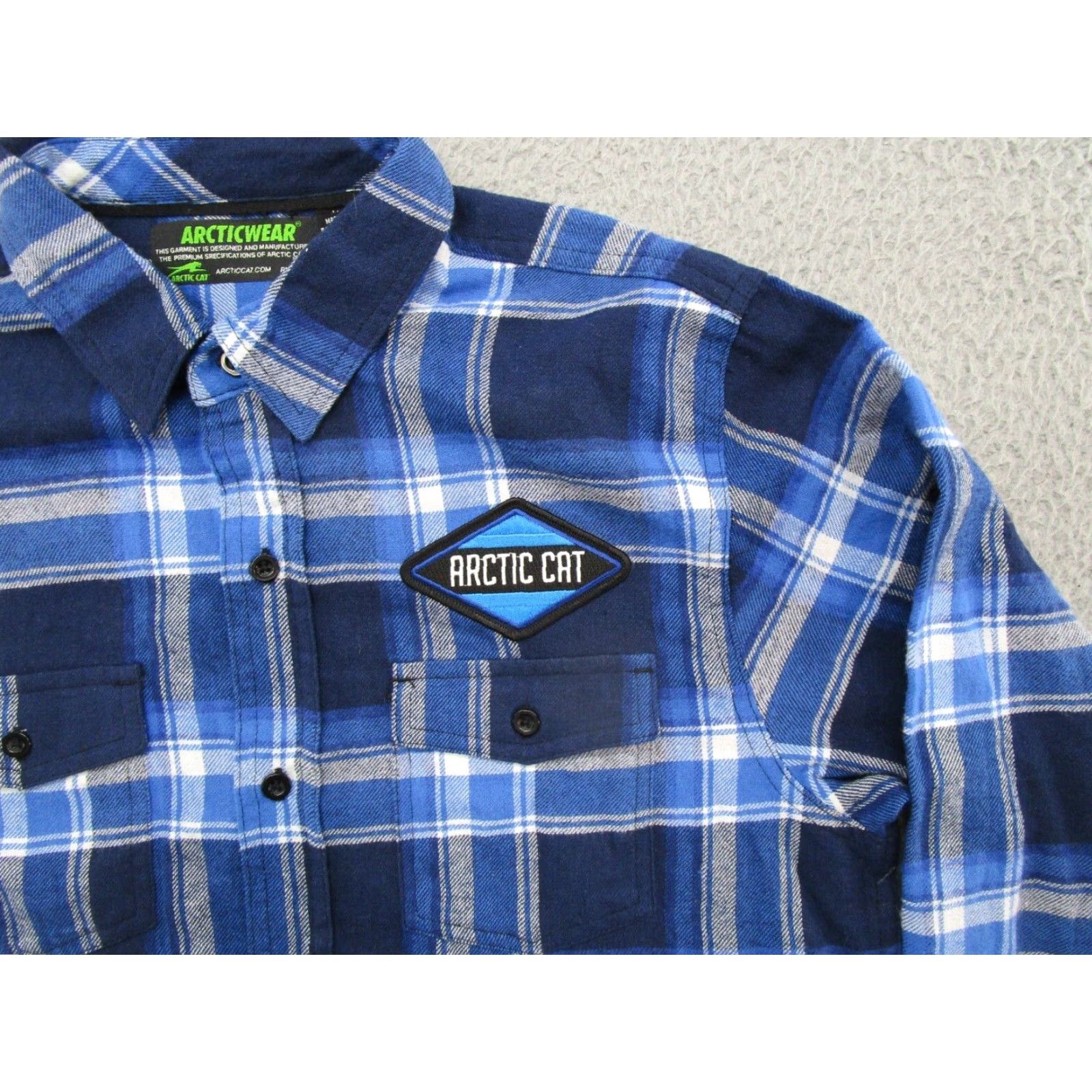 Vintage VINTAGE Arctic Cat Shirt ARCTICWEAR Blue Plaid Patch Button Up Size M Mens Size US M / EU 48-50 / 2 - 2 Thumbnail