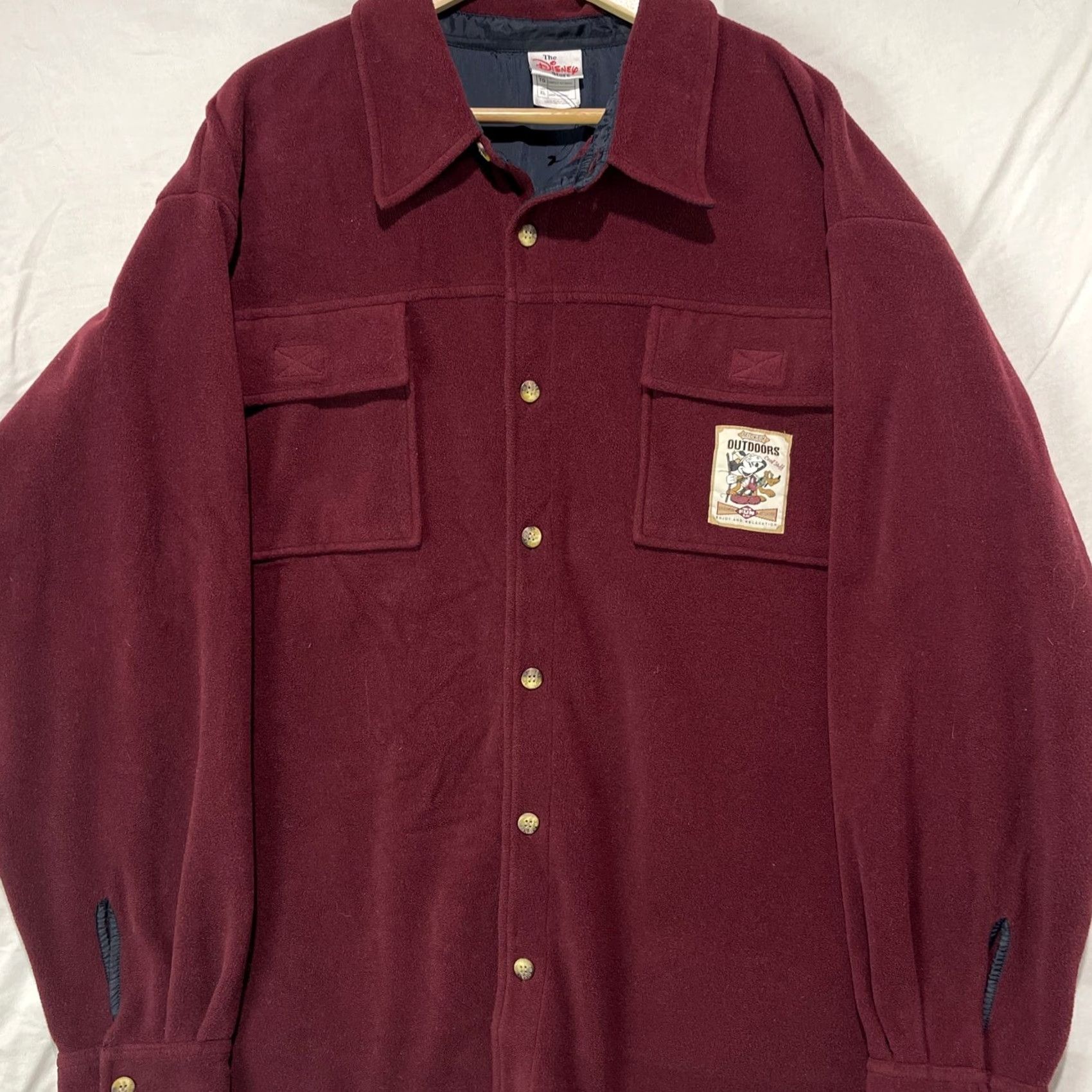 Disney Disney Jacket Mens XL Burgundy Button Up Fleece Shirt Shacket Mickey Outdoors Size US XL / EU 56 / 4 - 2 Thumbnail