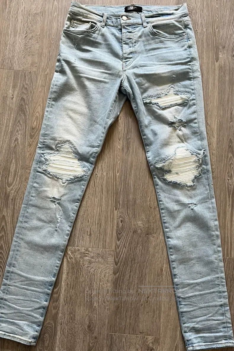 Amiri Size 33 Classic OG old white leather stitching blue c
