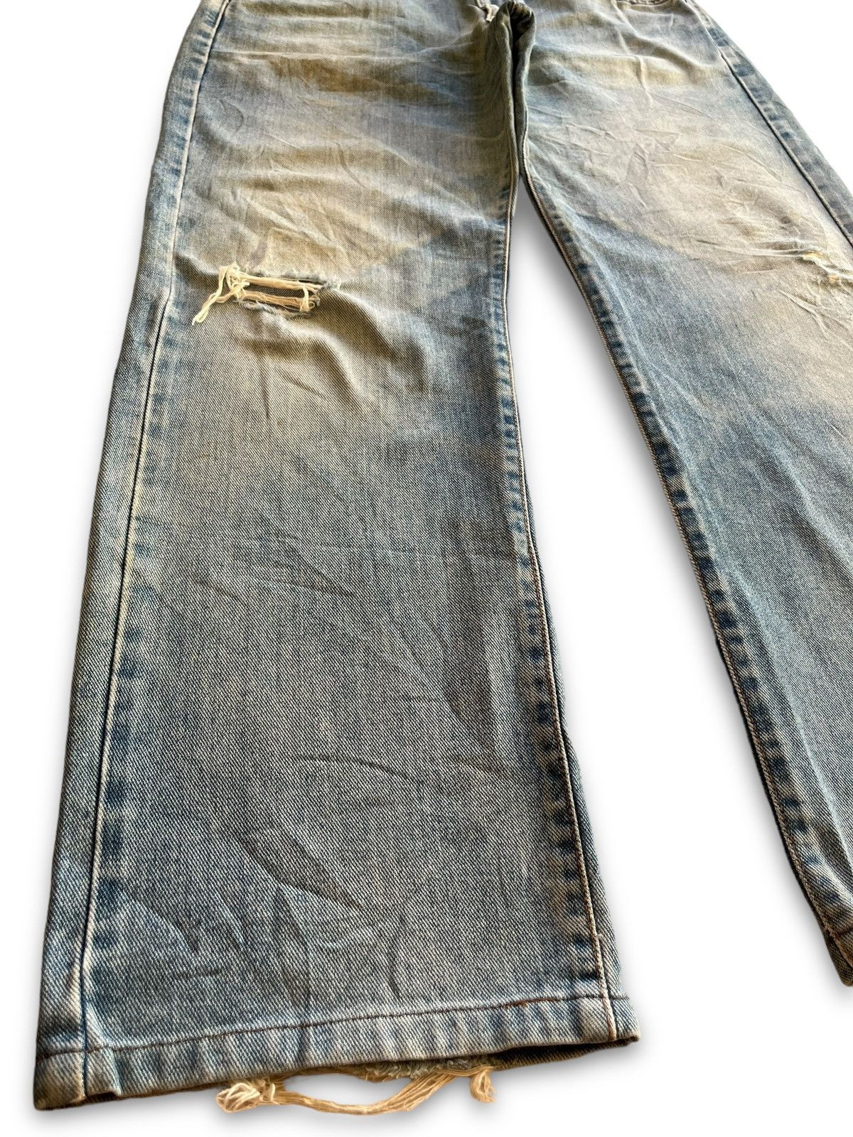 Japanese Brand Vintage Villand Blue Wash Distressed Baggy Jeans 35x31 Size US 35 - 6 Thumbnail