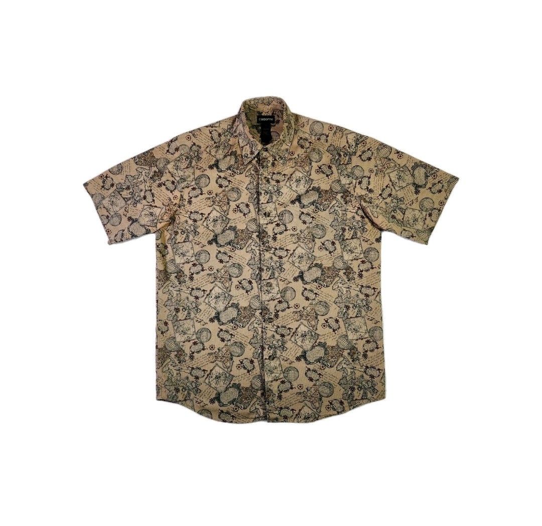 Liz Claiborne Claiborne VINTAGE Map Globe Shirt Medium Tan Short Sleeve Size US M / EU 48-50 / 2 - 1 Thumbnail