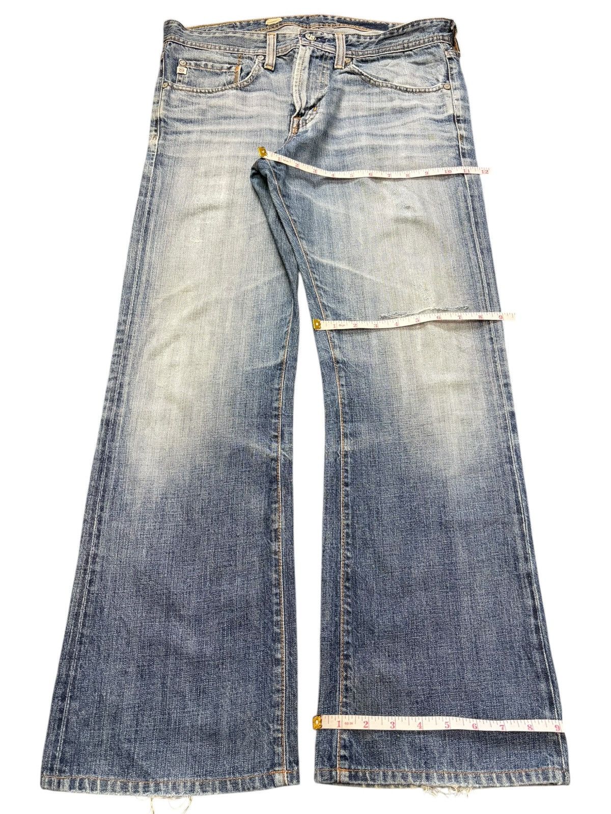 AG Adriano Goldschmied Vintage Adriano Goldschmied Distressed Flare Jeans Size 34" / US 12 / IT 48 - 8 Thumbnail
