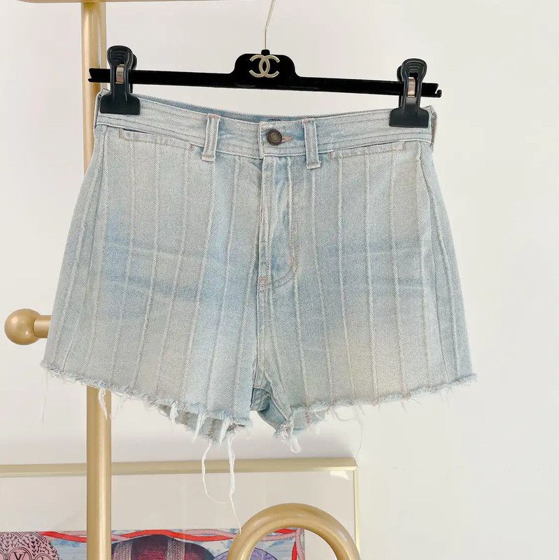 Yves Saint Laurent YSL Summer Blue Cotton Women's Shorts 0089 Size 23" - 1 Thumbnail