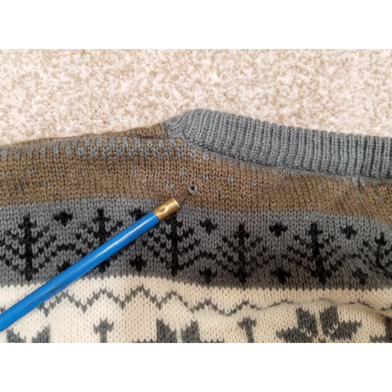 Jantzen VINTAGE Ski Sweater Mens M Gray Brown Crewneck Pullover Icelandic Snow Flake Geometric All Seasons Casual Mens Size US M / EU 48-50 / 2 - 7 Thumbnail