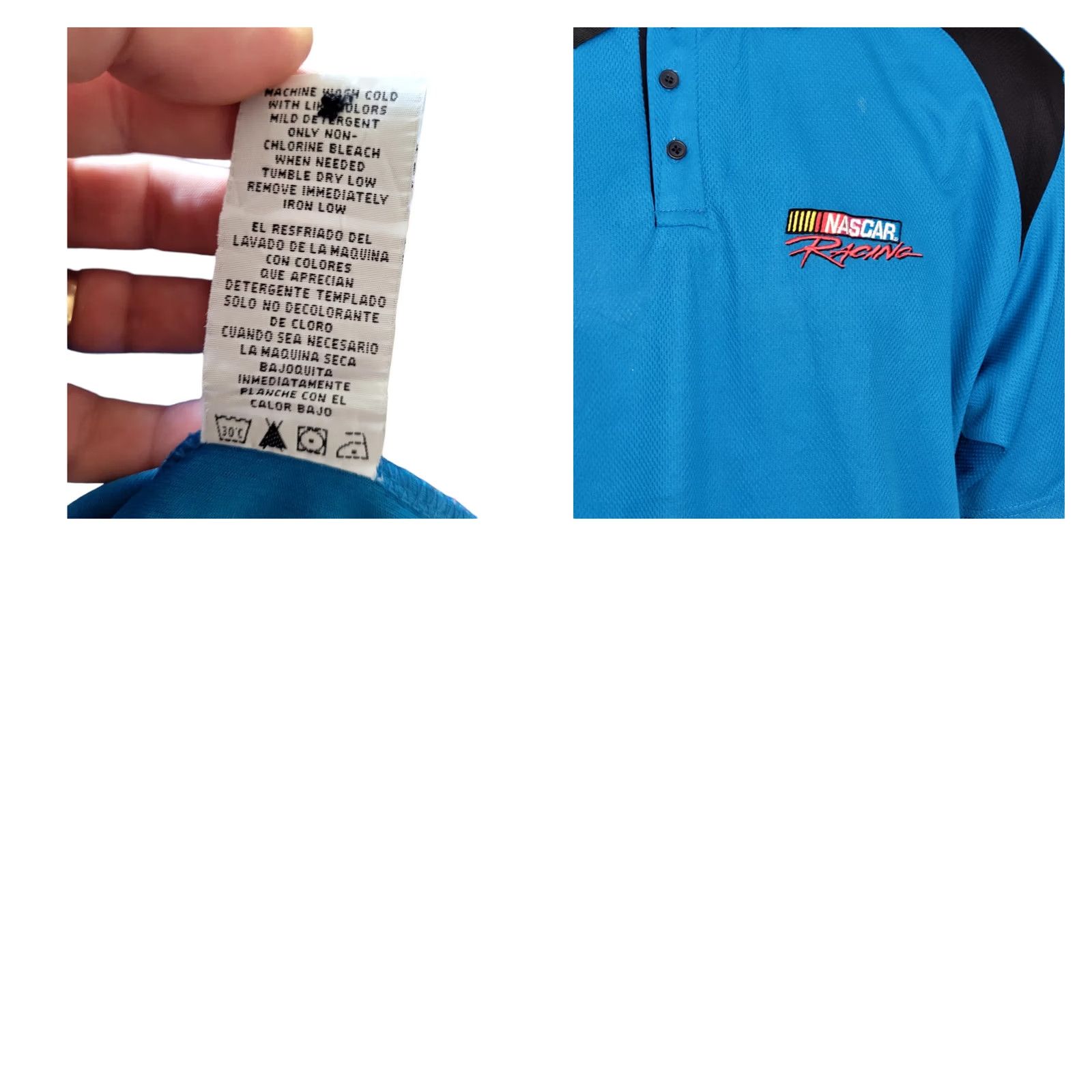 Vintage VINTAGE NASCAR Checkered Flag Sports Polo Shirt - Men's Size M - 100% Polyester - Blue/Black - Embroidered NASCAR Logo - Racing Theme - Grade A Size US M / EU 48-50 / 2 - 8 Thumbnail