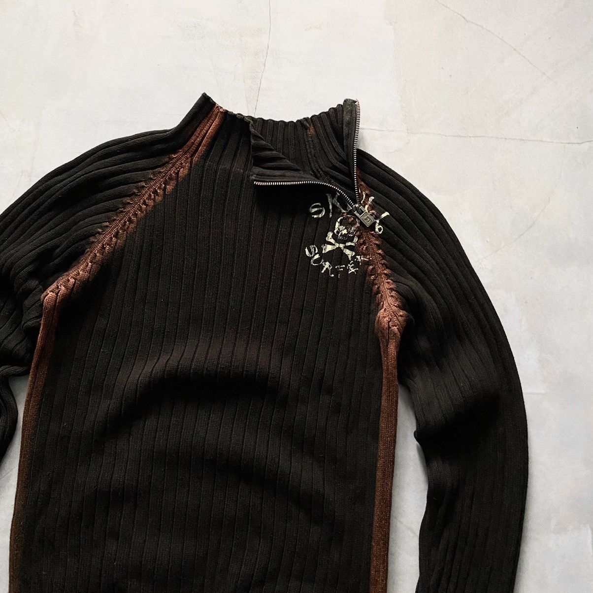 20471120 Japan Avantgarde Skull Knit Rib Printed Sweater Y2K Size US S / EU 44-46 / 1 - 2 Thumbnail