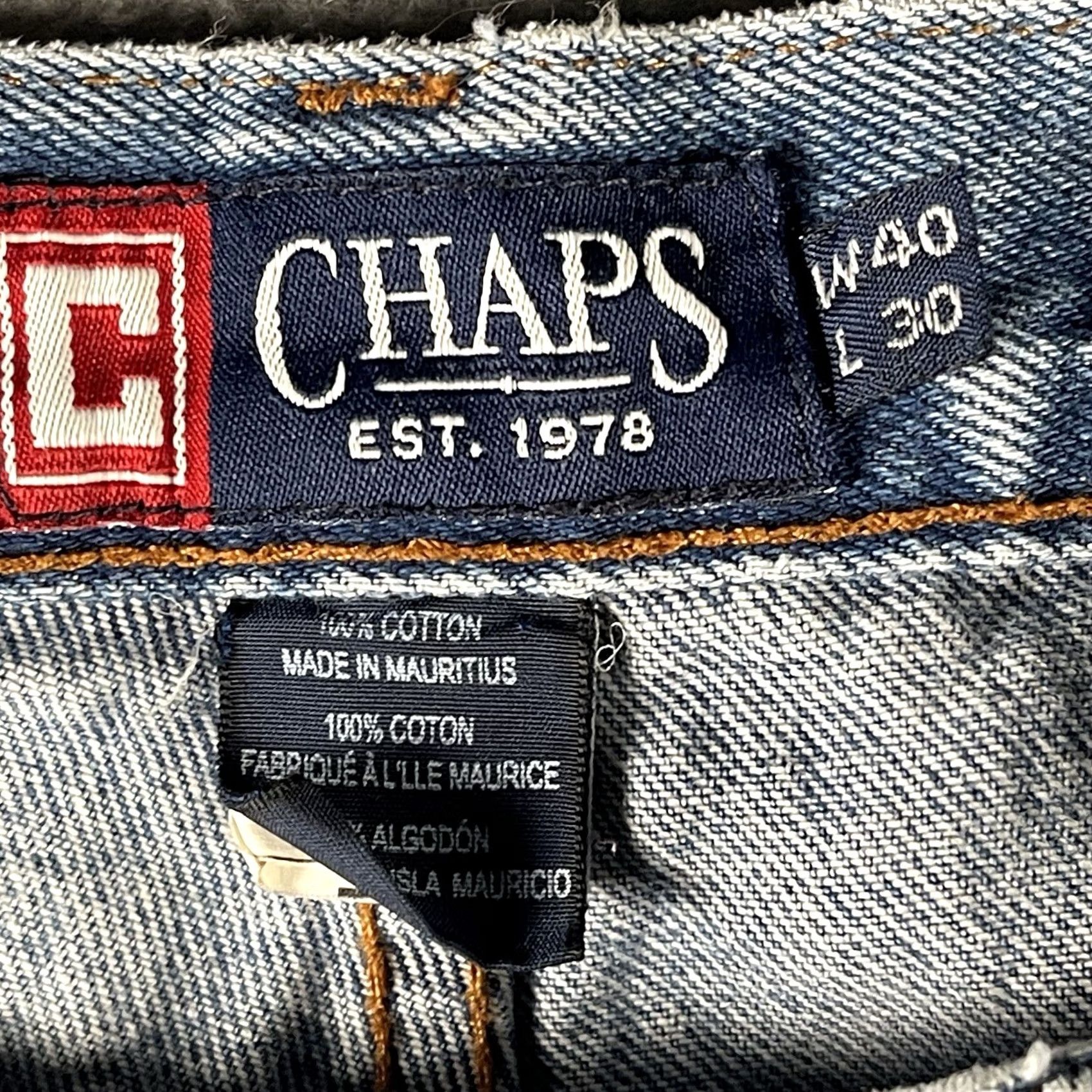 Chaps Chaps Jeans Straight Fit 40x30 Denim Blue Regular Men’s 5-Pocket Logo Zipper Button Vintage Preppy 90s Comfort Classic Size US 40 / EU 56 - 4 Thumbnail