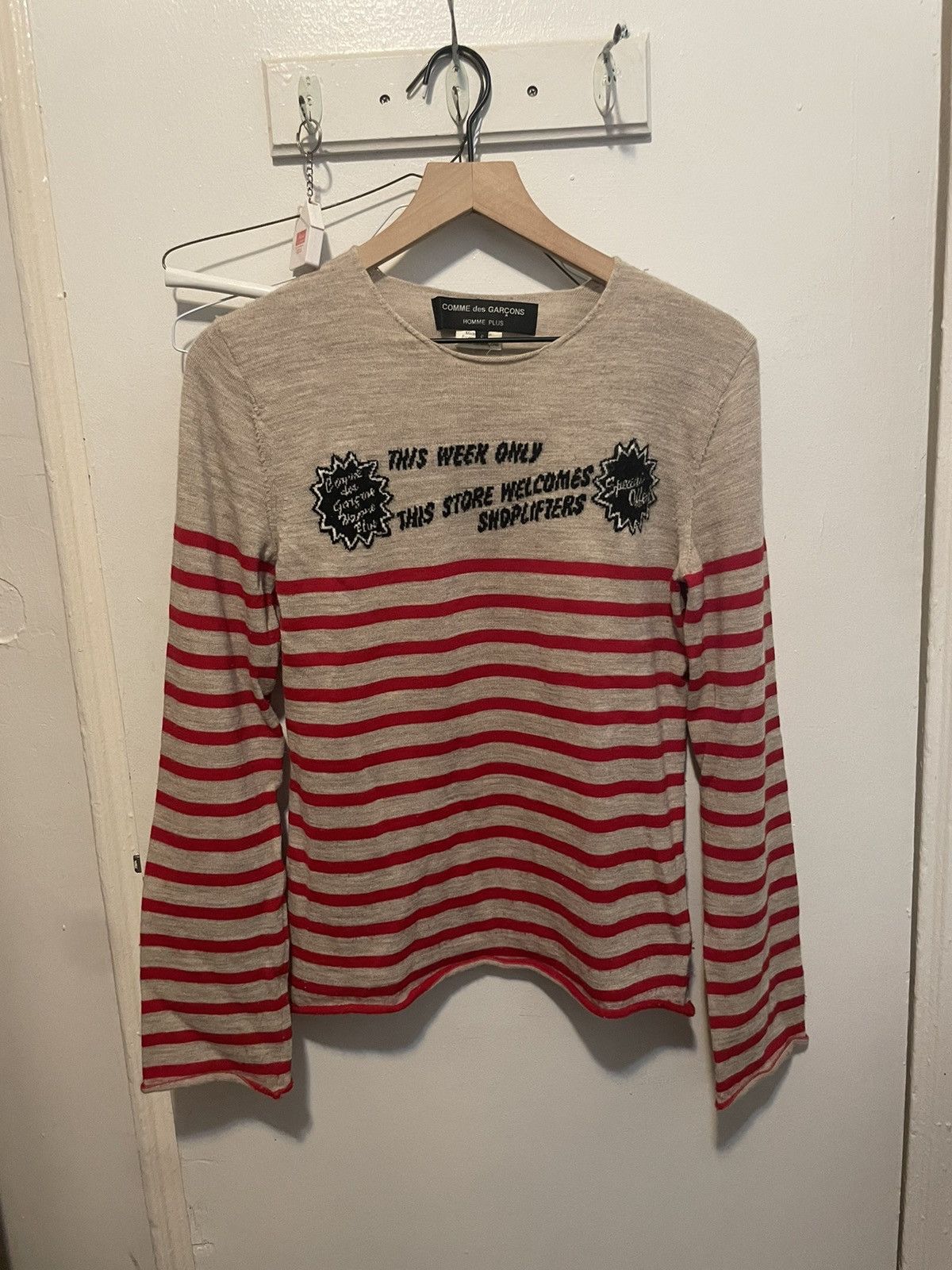 image of Cdg Homme Plus X Jamie Reid “It’S Time For Magic” Sweater in Red, Men's (Size Small)