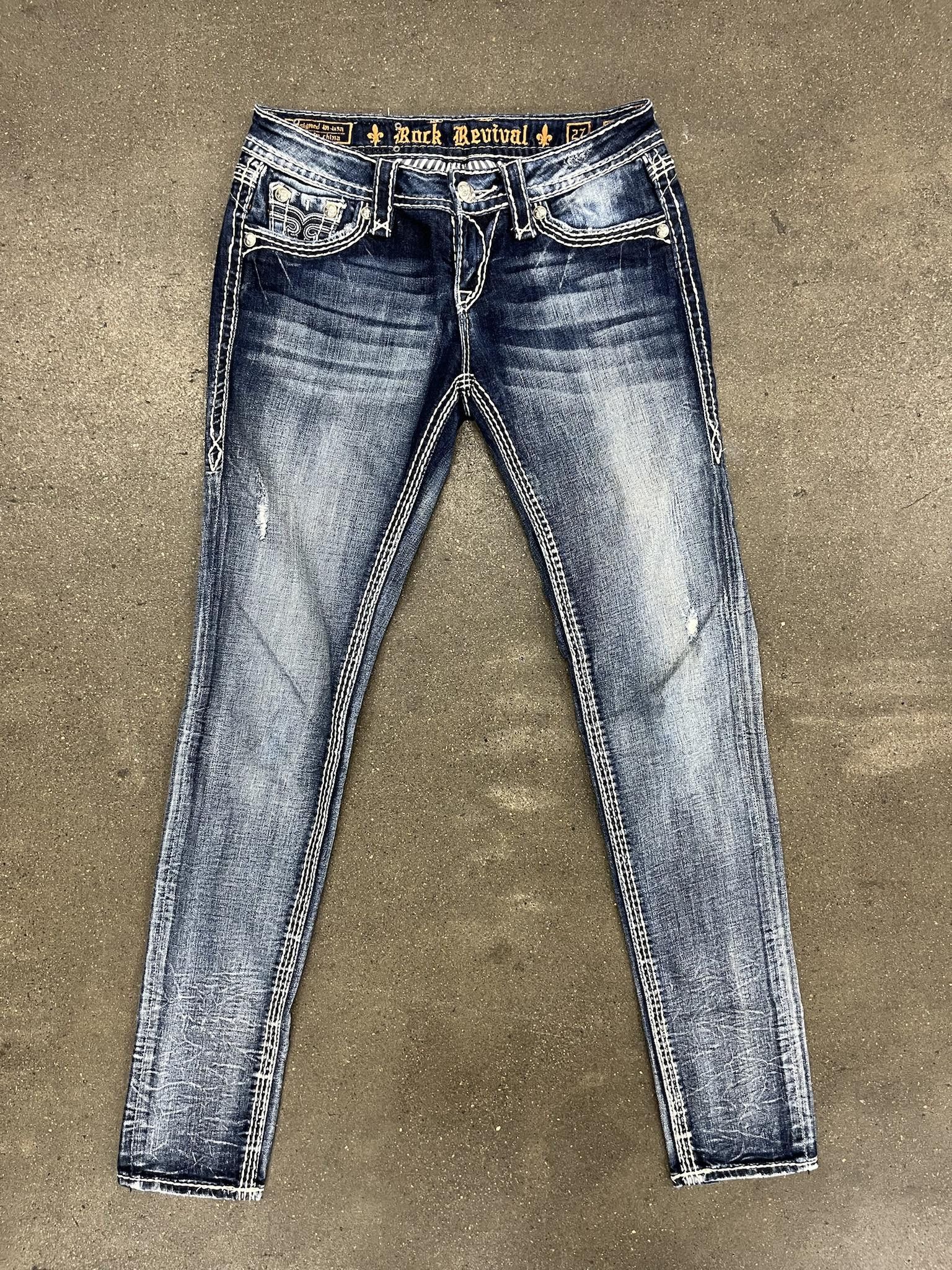 image of Rock Revival Skinny Jeans in Blue, Men's (Size 27)
