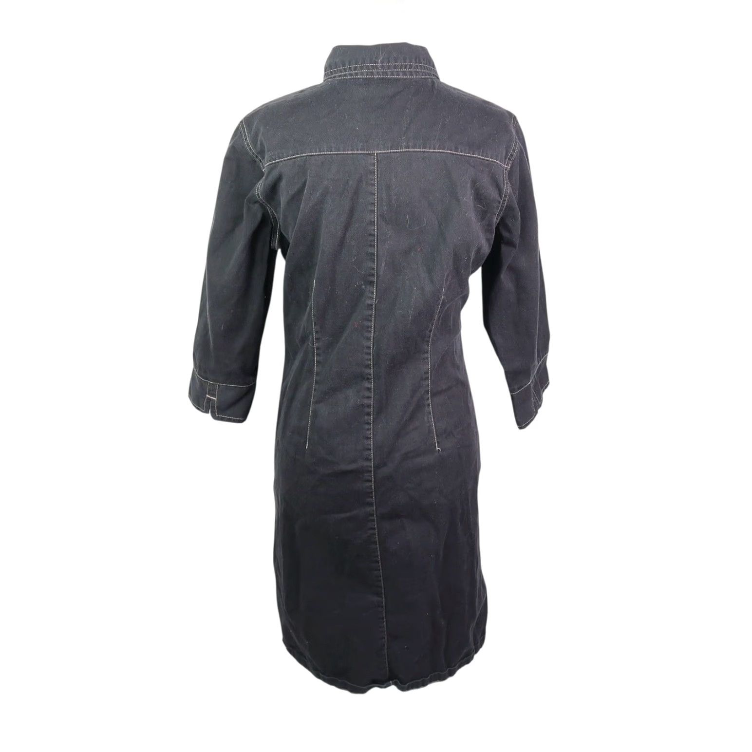 Faded Glory VINTAGE Faded Glory Shirt Dress Black Cotton Button Front Mini S Womens Long Sleeve 90s 100% Cotton Solid Fall Spring Casual Size S / US 4 / IT 40 - 4 Thumbnail