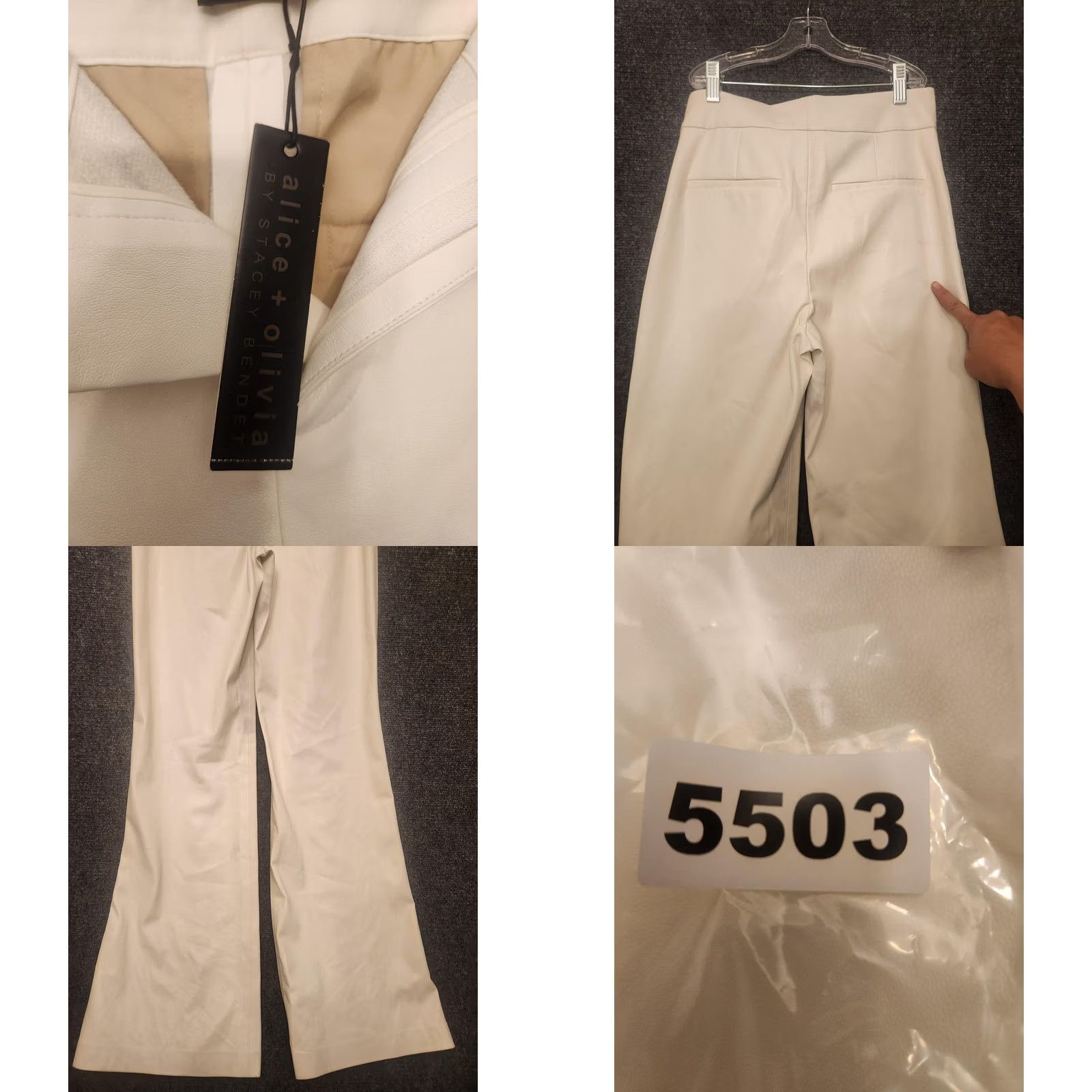 Alice + Olivia Alice + Olivia Pants Womens 0 White Leather Look High Rise Flare Pockets Read Size 25" / US 0 / IT 36 - 9 Thumbnail