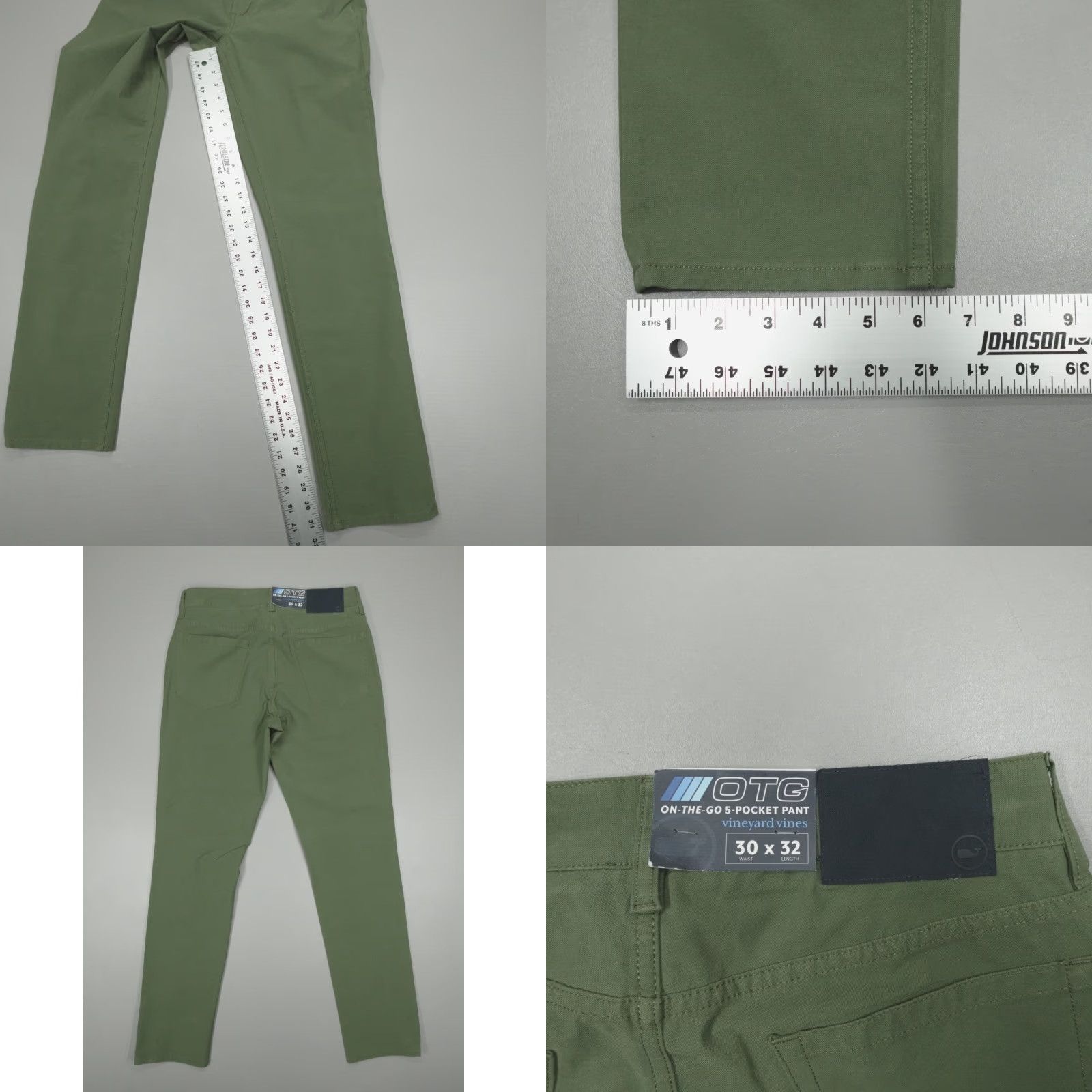Vineyard Vines Vineyard Vines Canvas OTG On-The-Go 5-Pocket Pant Men's 30x32 Cypress Green Canvas Chino Pockets Stretch Regular Straight Jeans/Trousers Mens Size US 30 / EU 46 - 8 Thumbnail