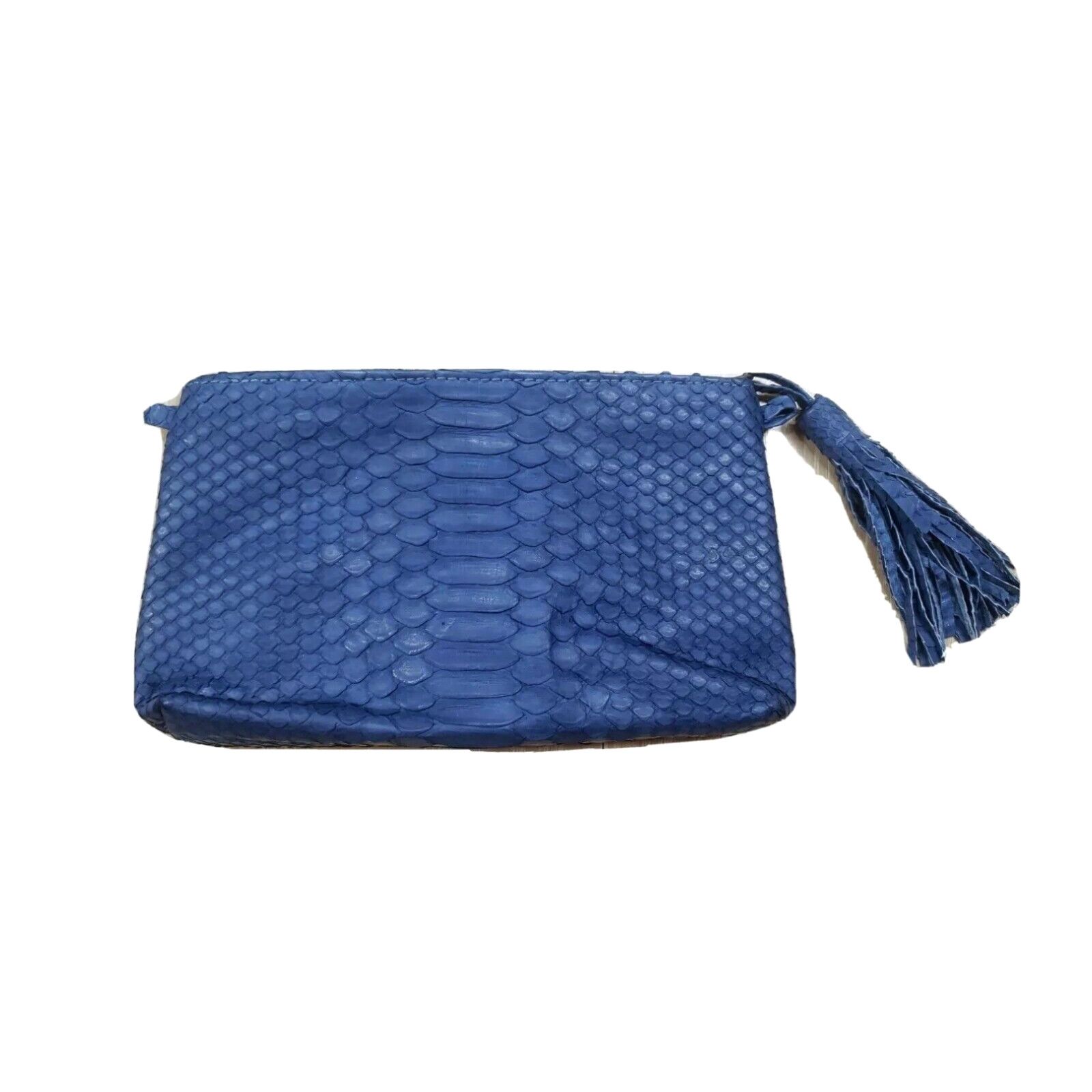 image of Carla Saint-Barth Made In Italy Authentic Snake Skin Clutch W/ Strap - Blue in White, Women's